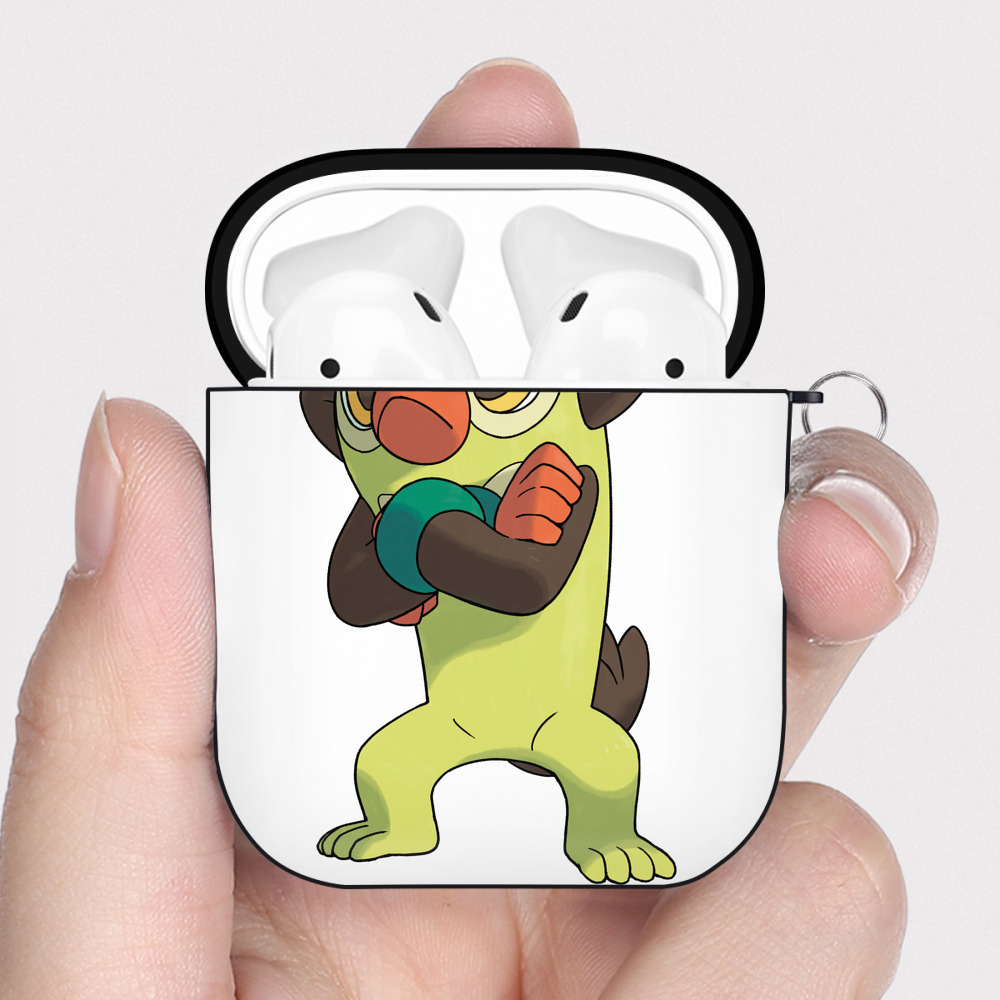 （画像用） ポケットモンスター Pokémon AirPods 第2世代保護ケース ハードシェル ブラック 耐衝撃・防指紋・カラビナ付き