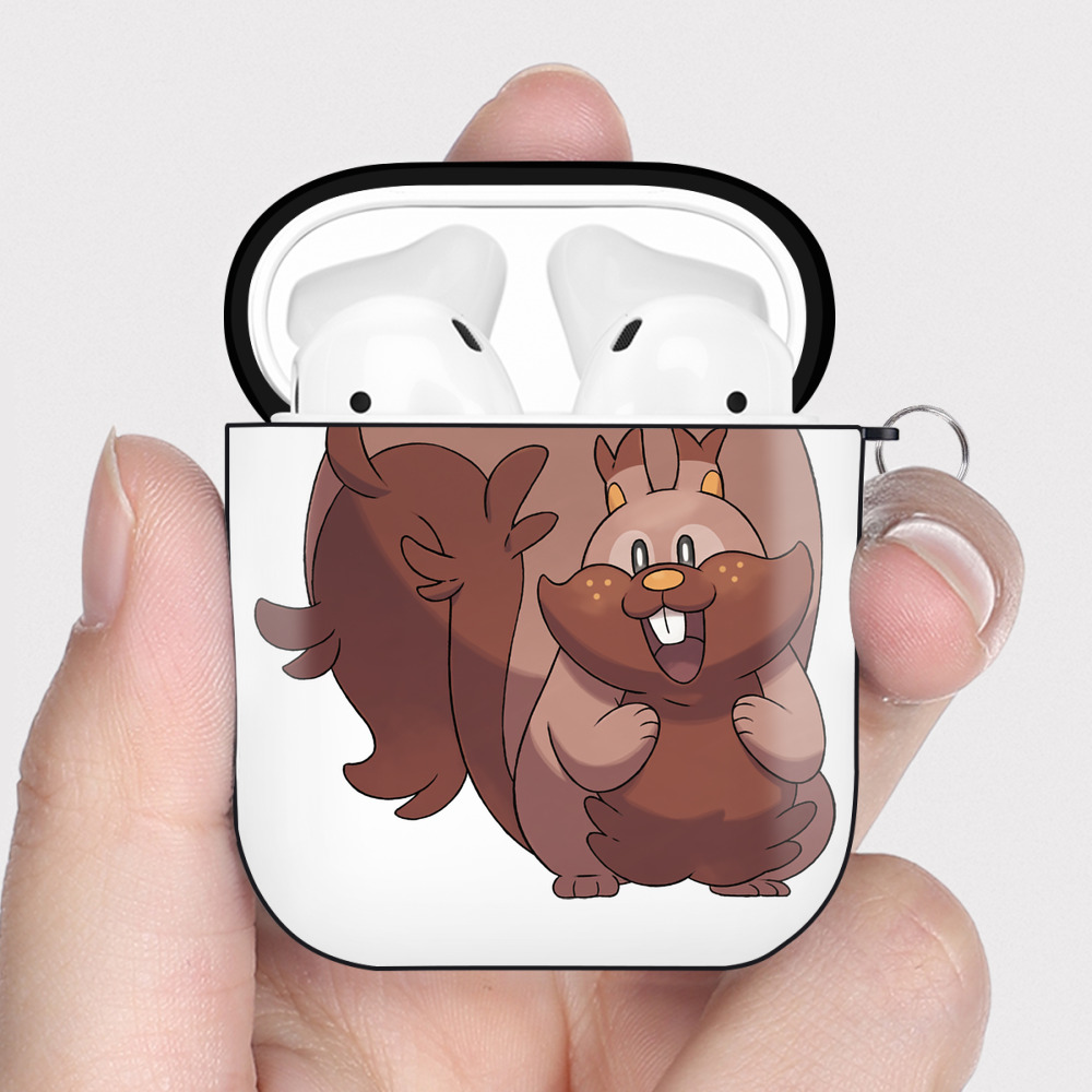 （画像用） ポケットモンスター Pokémon AirPods 第2世代保護ケース ハードシェル ブラック 耐衝撃・防指紋・カラビナ付き