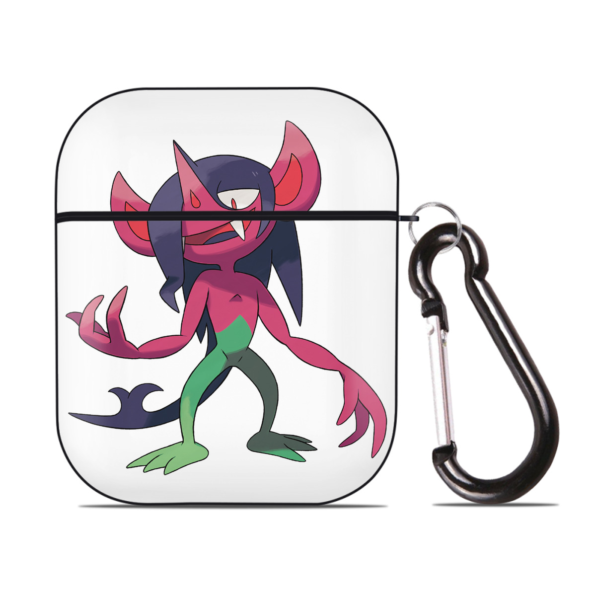 （画像用） ポケットモンスター Pokémon AirPods 第2世代保護ケース ハードシェル ブラック 耐衝撃・防指紋・カラビナ付き