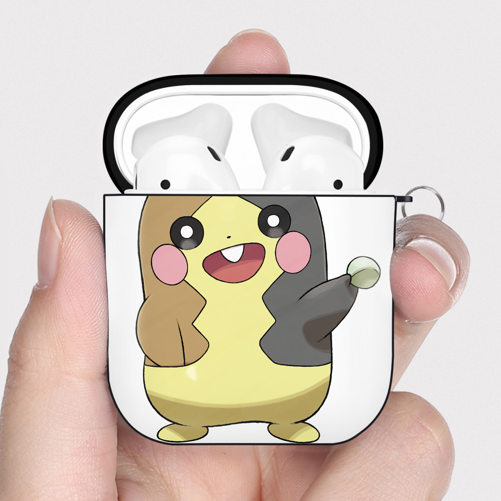 （画像用） ポケットモンスター Pokémon AirPods 第2世代保護ケース ハードシェル ブラック 耐衝撃・防指紋・カラビナ付き