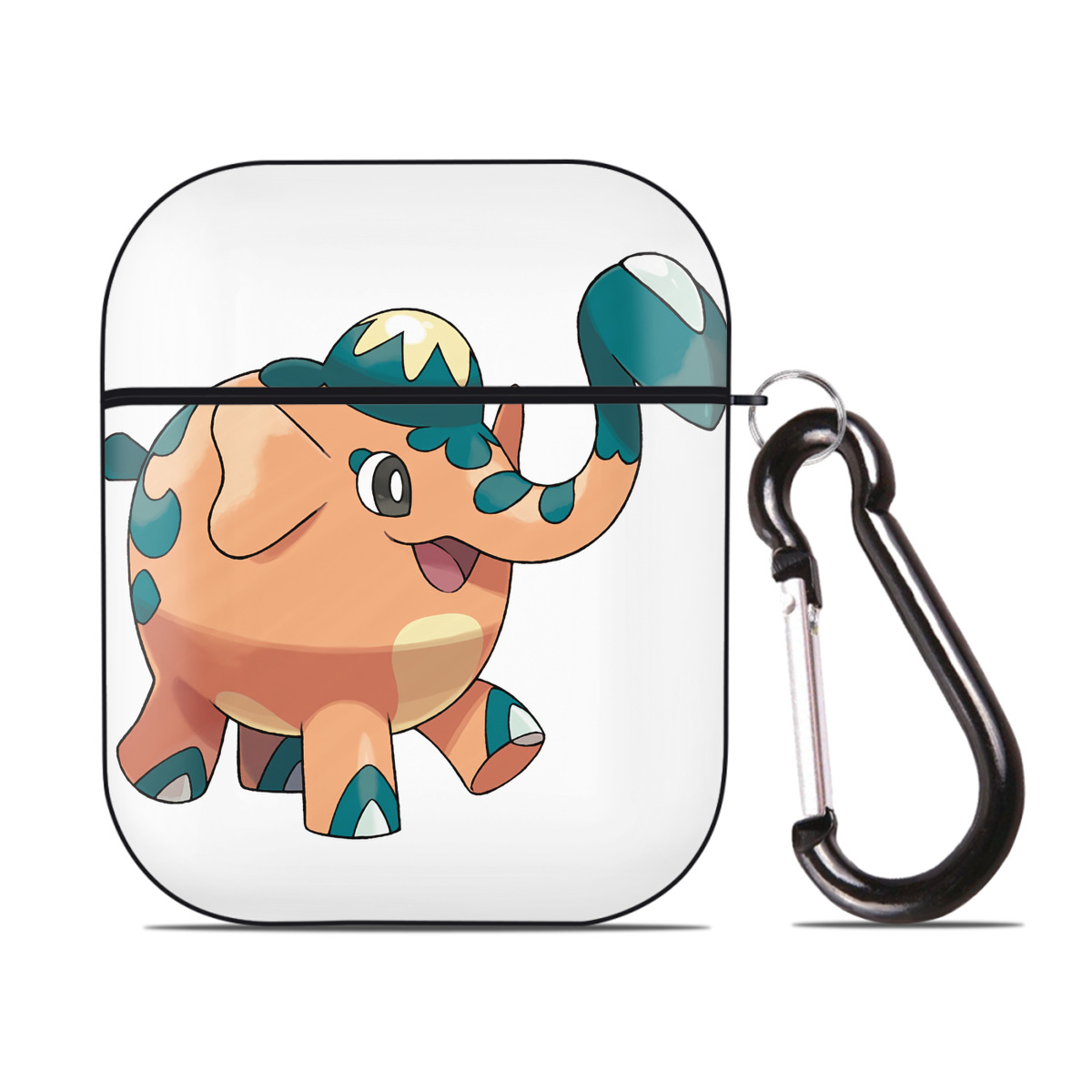（画像用） ポケットモンスター Pokémon AirPods 第2世代保護ケース ハードシェル ブラック 耐衝撃・防指紋・カラビナ付き
