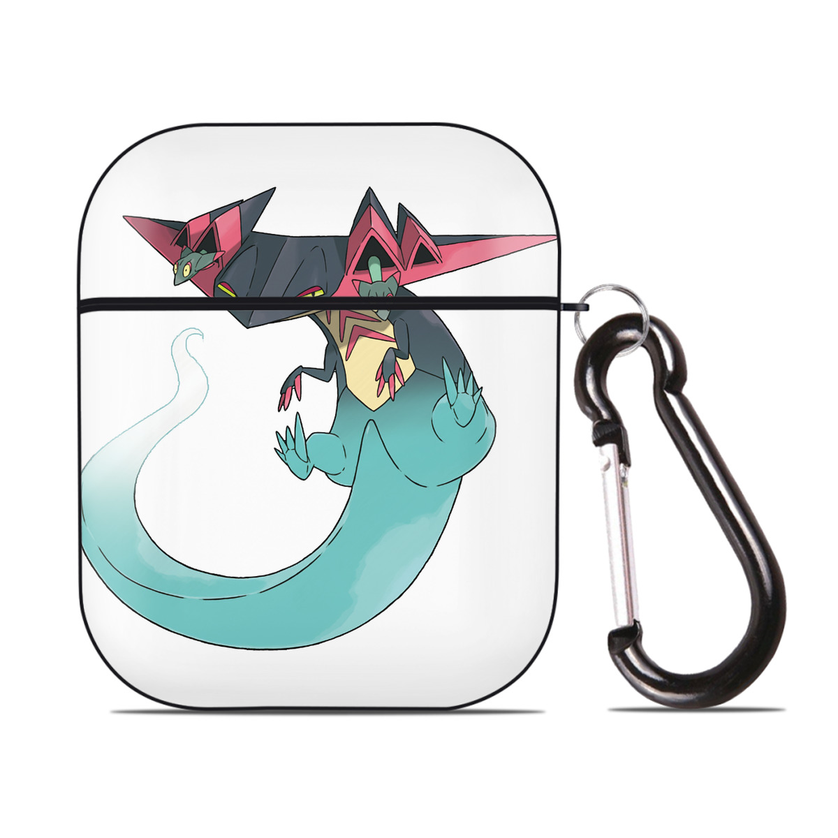 （画像用） ポケットモンスター Pokémon AirPods 第2世代保護ケース ハードシェル ブラック 耐衝撃・防指紋・カラビナ付き