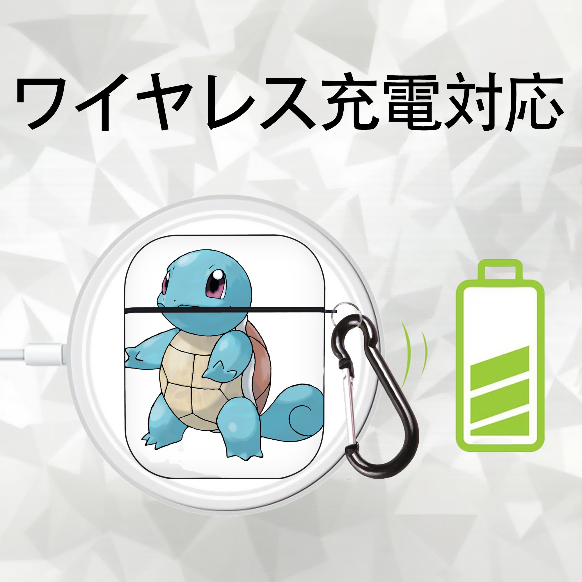 ポケットモンスター Pokémon AirPods 第2世代保護ケース ハードシェル ブラック 耐衝撃・防指紋・カラビナ付き