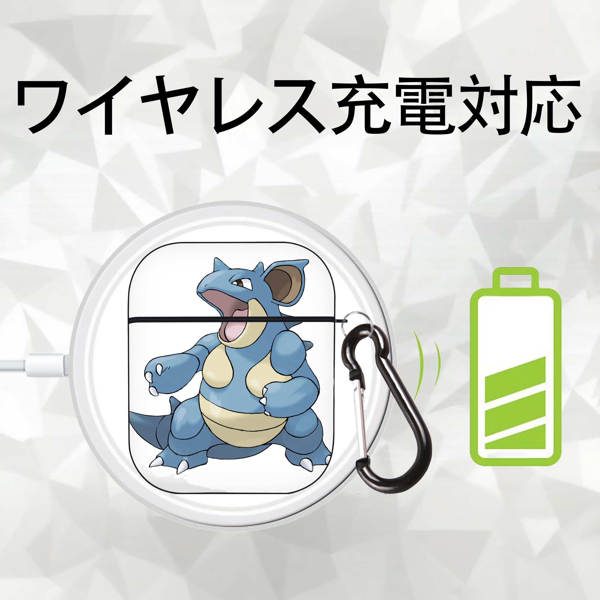 ポケットモンスター Pokémon AirPods 第2世代保護ケース ハードシェル ブラック 耐衝撃・防指紋・カラビナ付き