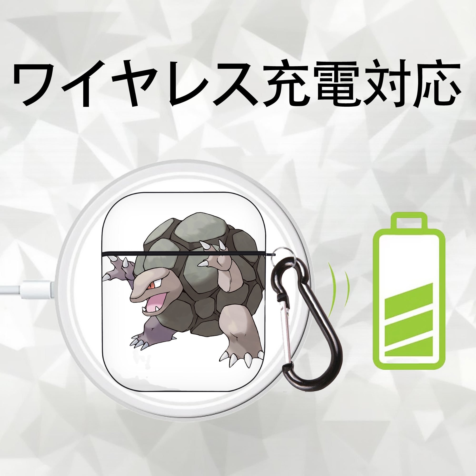ポケットモンスター Pokémon AirPods 第2世代保護ケース ハードシェル ブラック 耐衝撃・防指紋・カラビナ付き
