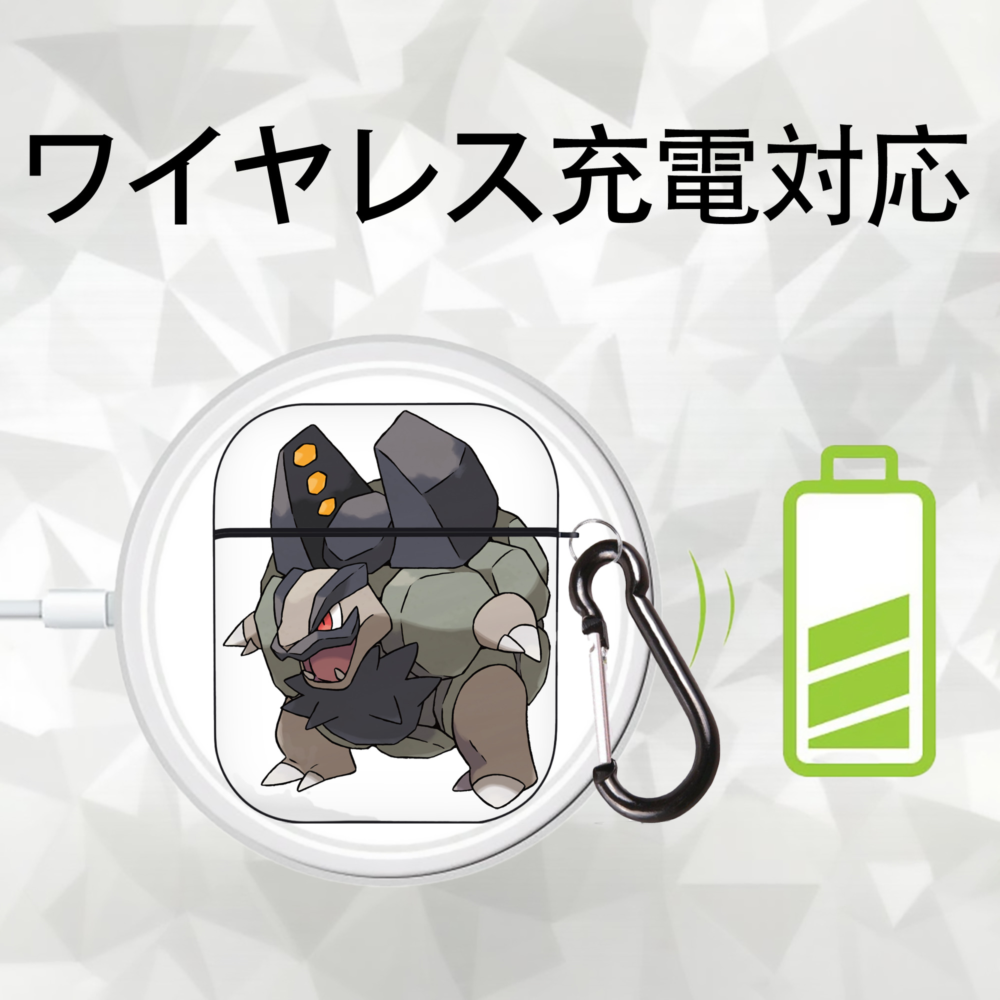 ポケットモンスター Pokémon AirPods 第2世代保護ケース ハードシェル ブラック 耐衝撃・防指紋・カラビナ付き
