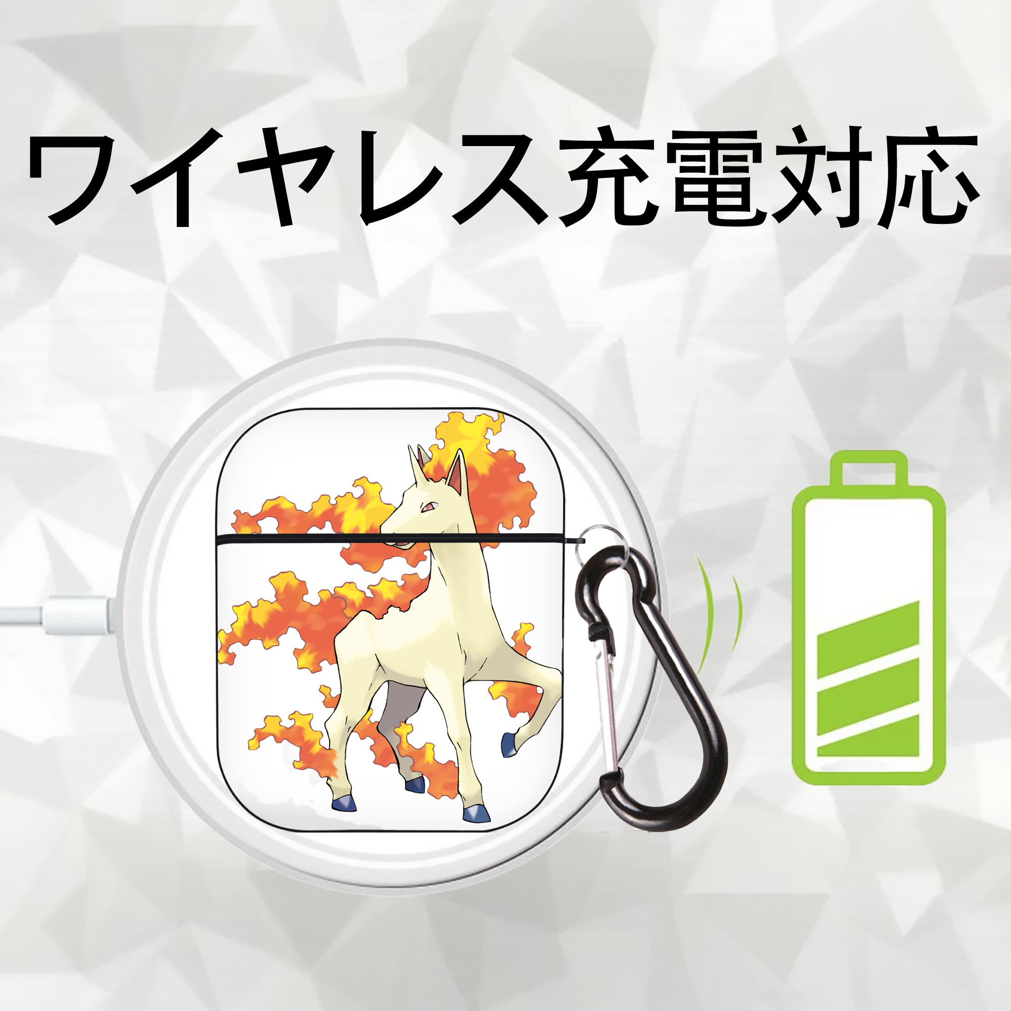 ポケットモンスター Pokémon AirPods 第2世代保護ケース ハードシェル ブラック 耐衝撃・防指紋・カラビナ付き