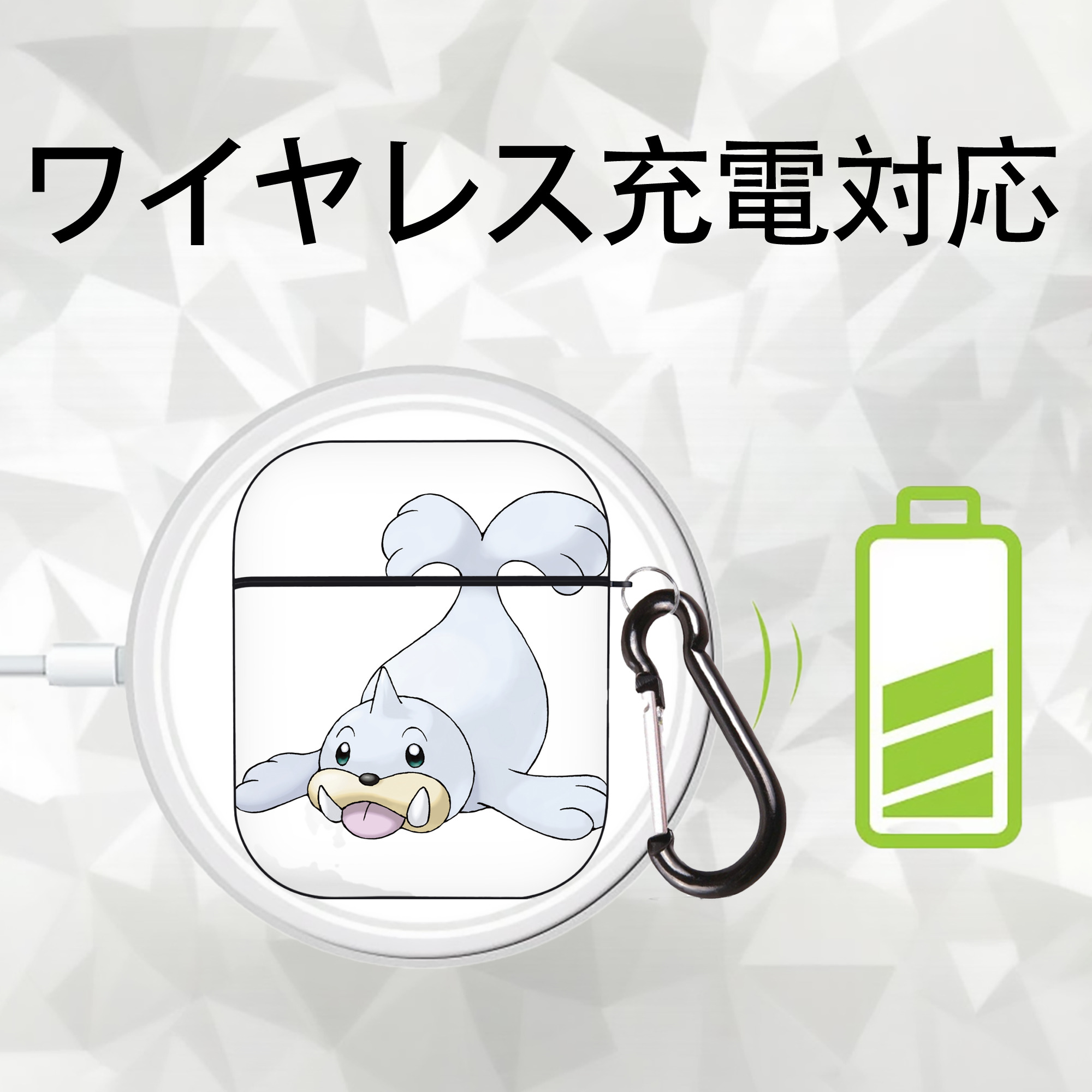 ポケットモンスター Pokémon AirPods 第2世代保護ケース ハードシェル ブラック 耐衝撃・防指紋・カラビナ付き