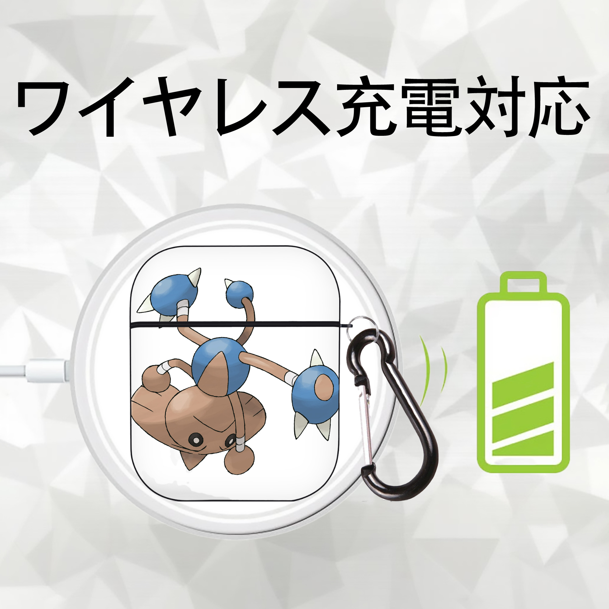 ポケットモンスター Pokémon AirPods 第2世代保護ケース ハードシェル ブラック 耐衝撃・防指紋・カラビナ付き