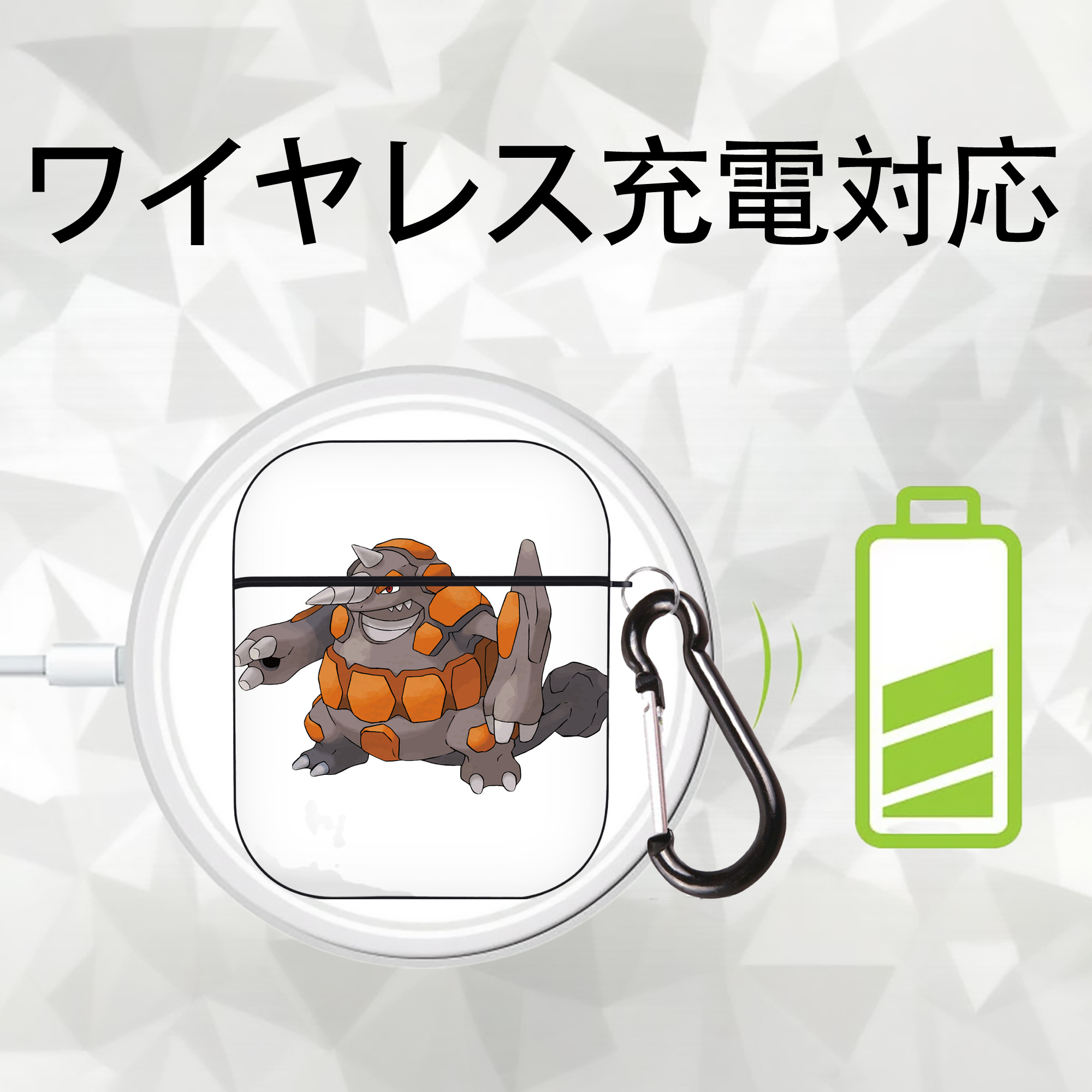ポケットモンスター Pokémon AirPods 第2世代保護ケース ハードシェル ブラック 耐衝撃・防指紋・カラビナ付き
