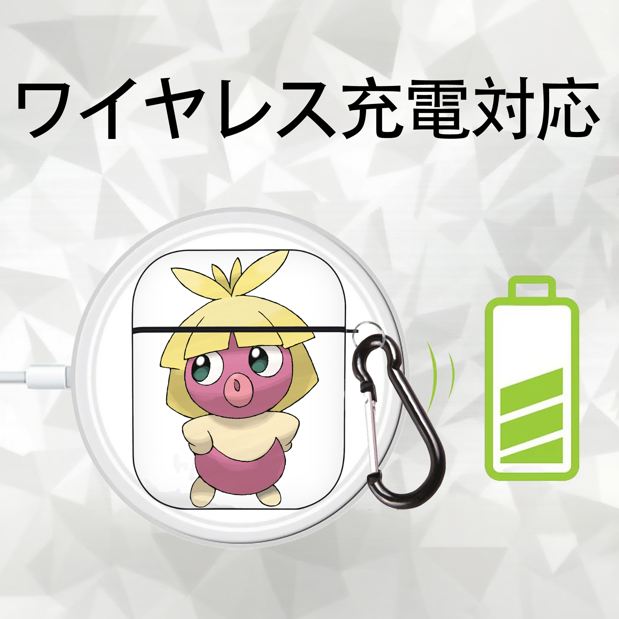ポケットモンスター Pokémon AirPods 第2世代保護ケース ハードシェル ブラック 耐衝撃・防指紋・カラビナ付き