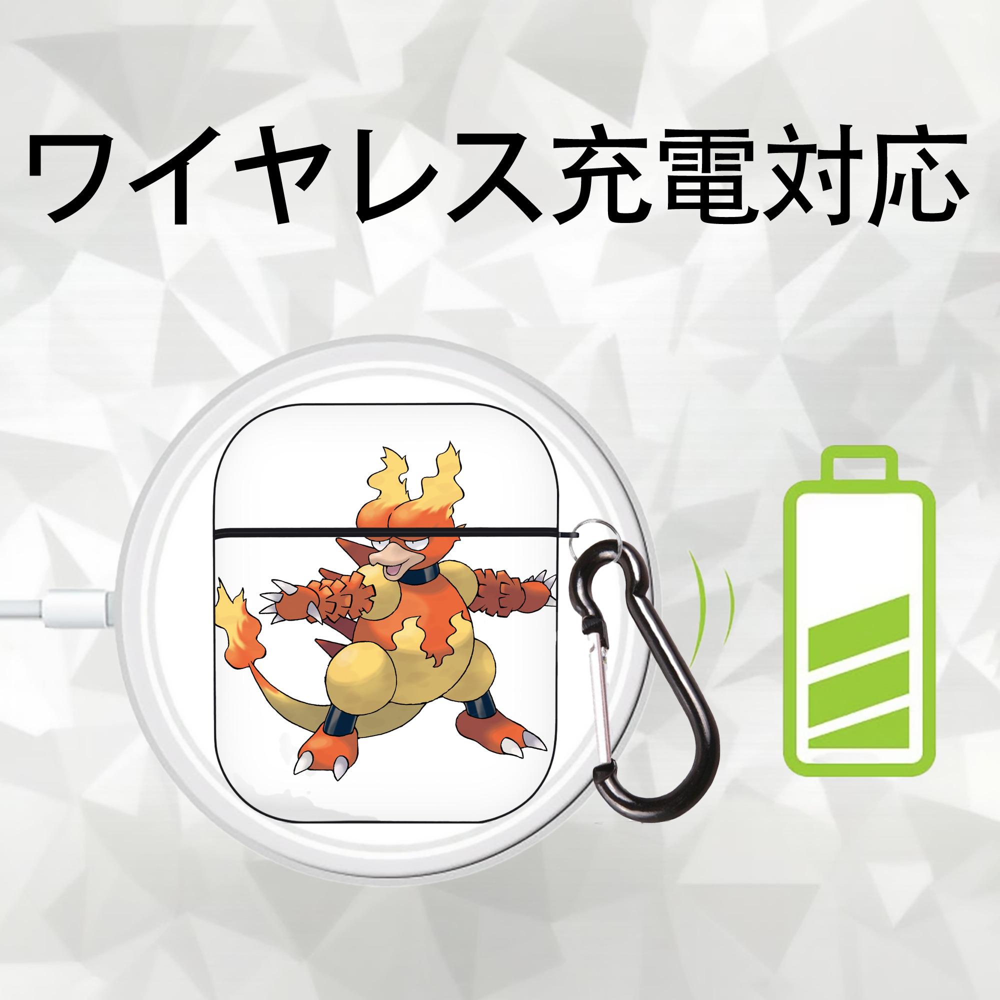 ポケットモンスター Pokémon AirPods 第2世代保護ケース ハードシェル ブラック 耐衝撃・防指紋・カラビナ付き