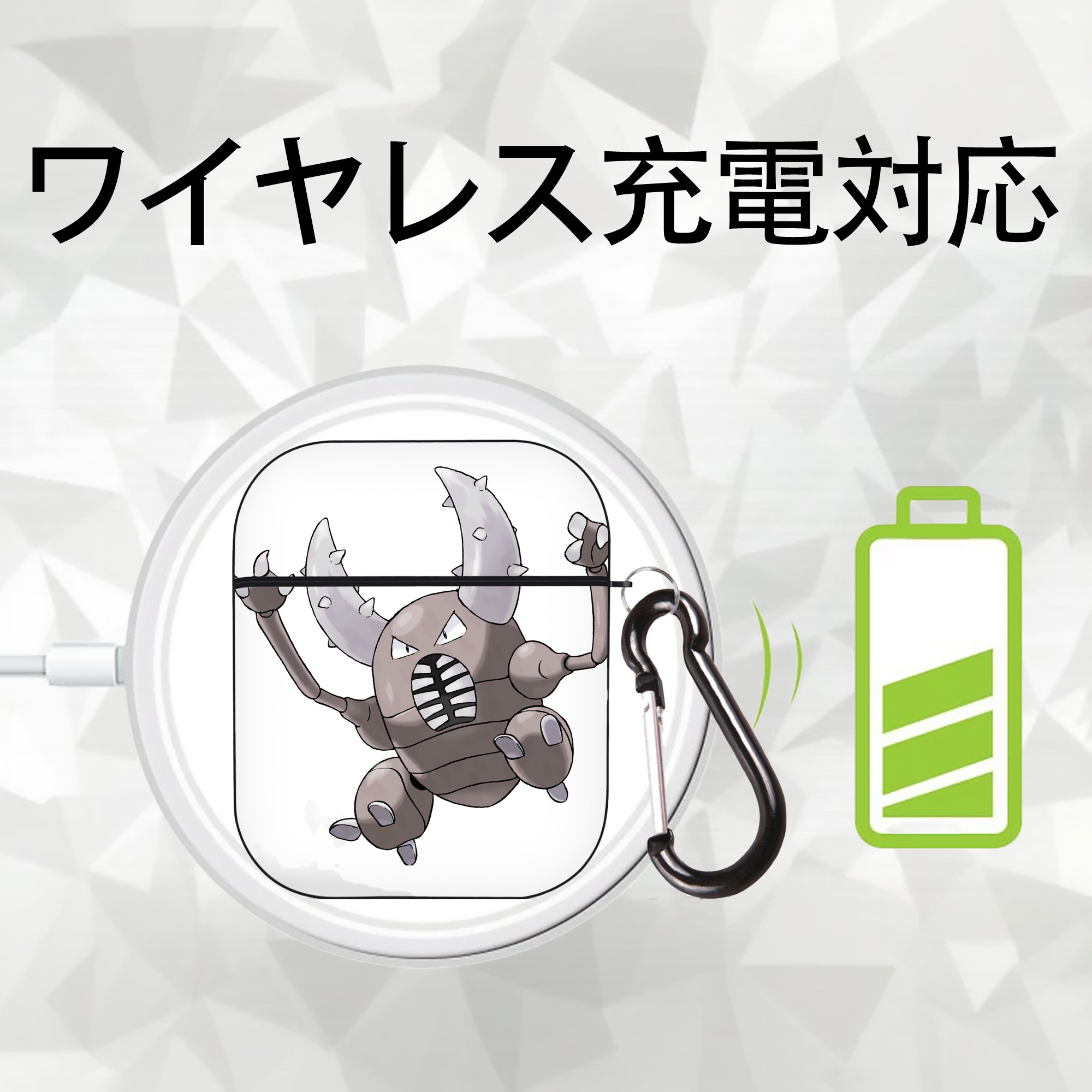 ポケットモンスター Pokémon AirPods 第2世代保護ケース ハードシェル ブラック 耐衝撃・防指紋・カラビナ付き