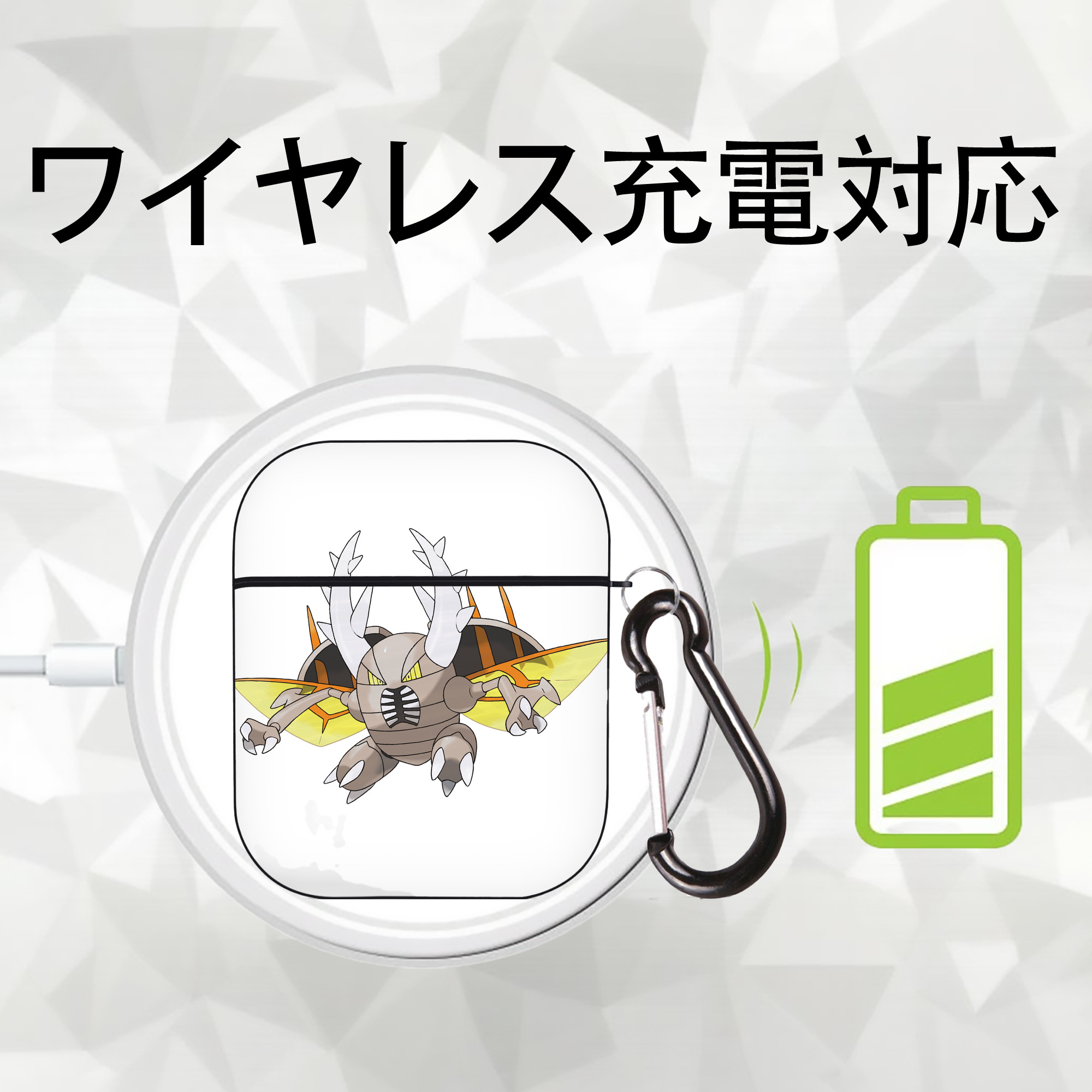 ポケットモンスター Pokémon AirPods 第2世代保護ケース ハードシェル ブラック 耐衝撃・防指紋・カラビナ付き