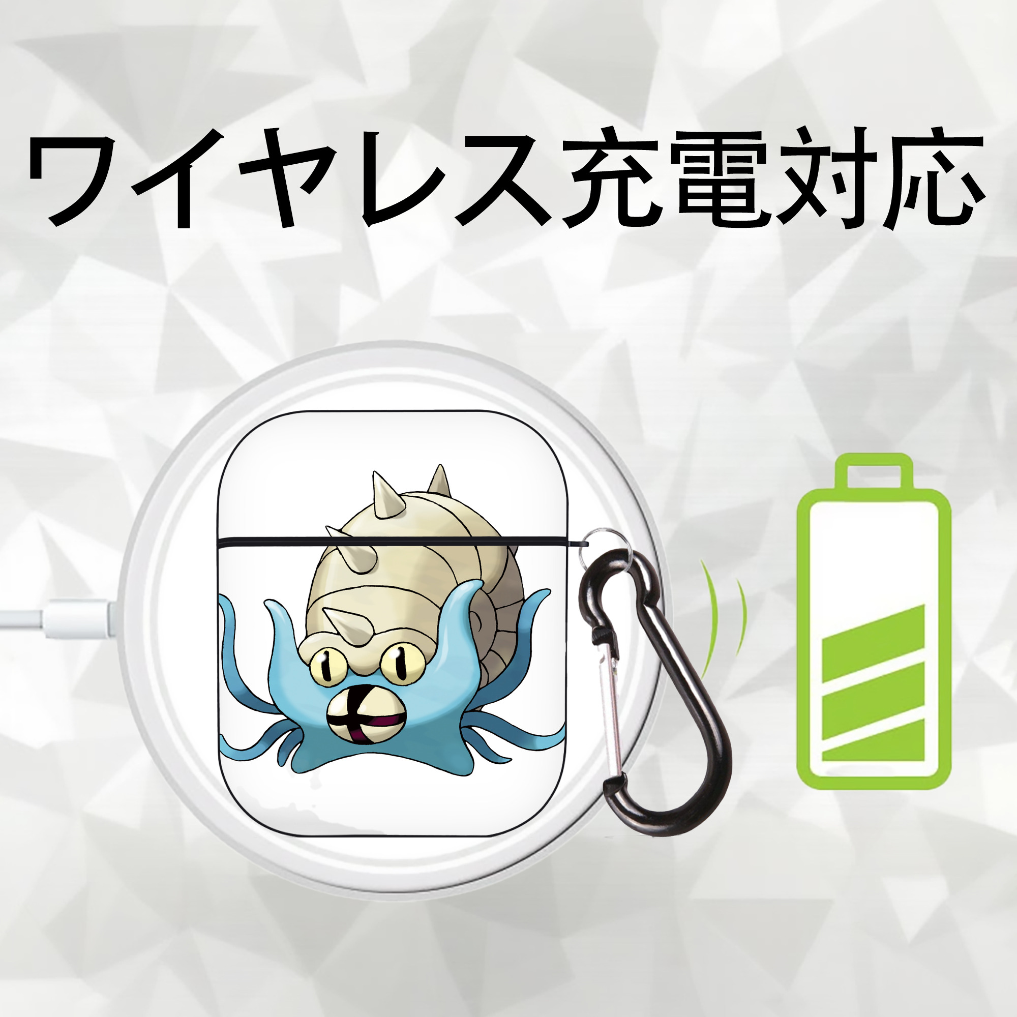 ポケットモンスター Pokémon AirPods 第2世代保護ケース ハードシェル ブラック 耐衝撃・防指紋・カラビナ付き