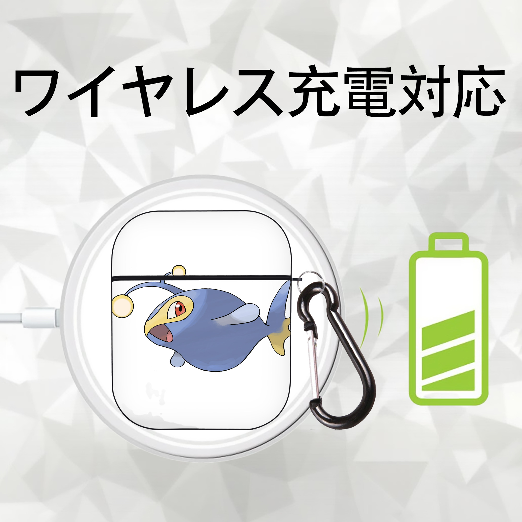 ポケットモンスター Pokémon AirPods 第2世代保護ケース ハードシェル ブラック 耐衝撃・防指紋・カラビナ付き