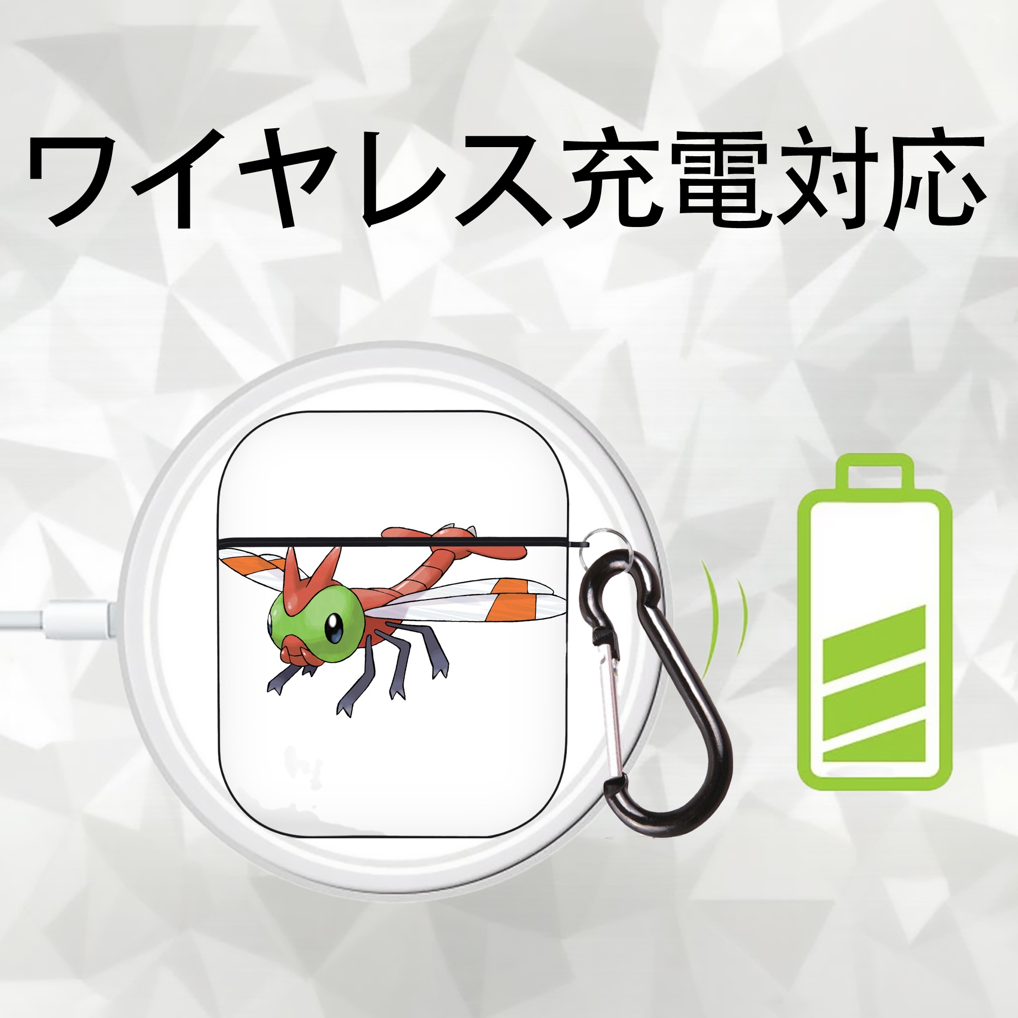 ポケットモンスター Pokémon AirPods 第2世代保護ケース ハードシェル ブラック 耐衝撃・防指紋・カラビナ付き