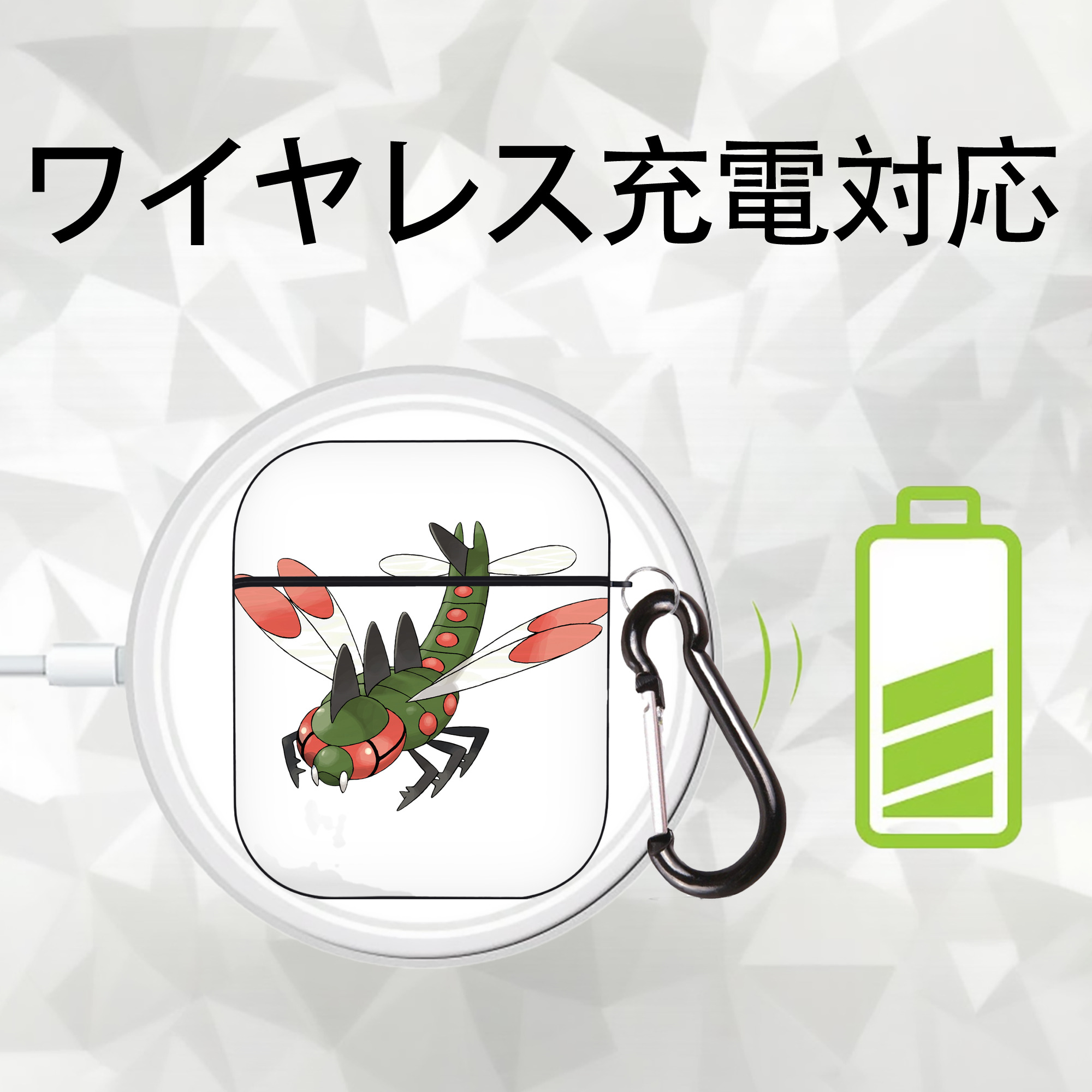 ポケットモンスター Pokémon AirPods 第2世代保護ケース ハードシェル ブラック 耐衝撃・防指紋・カラビナ付き