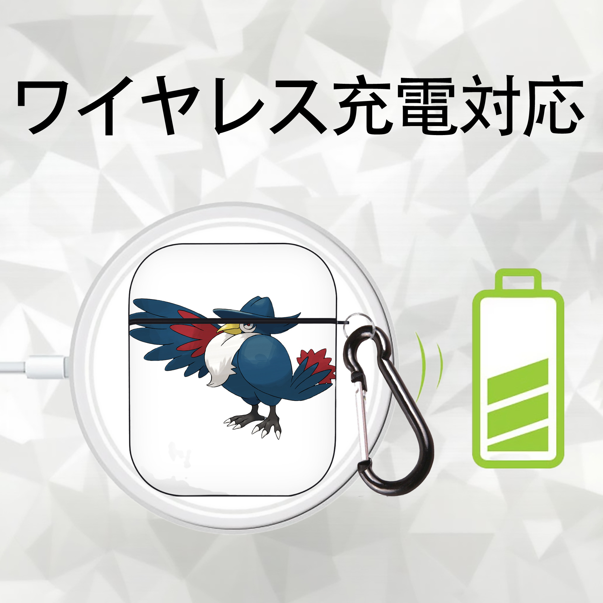 ポケットモンスター Pokémon AirPods 第2世代保護ケース ハードシェル ブラック 耐衝撃・防指紋・カラビナ付き
