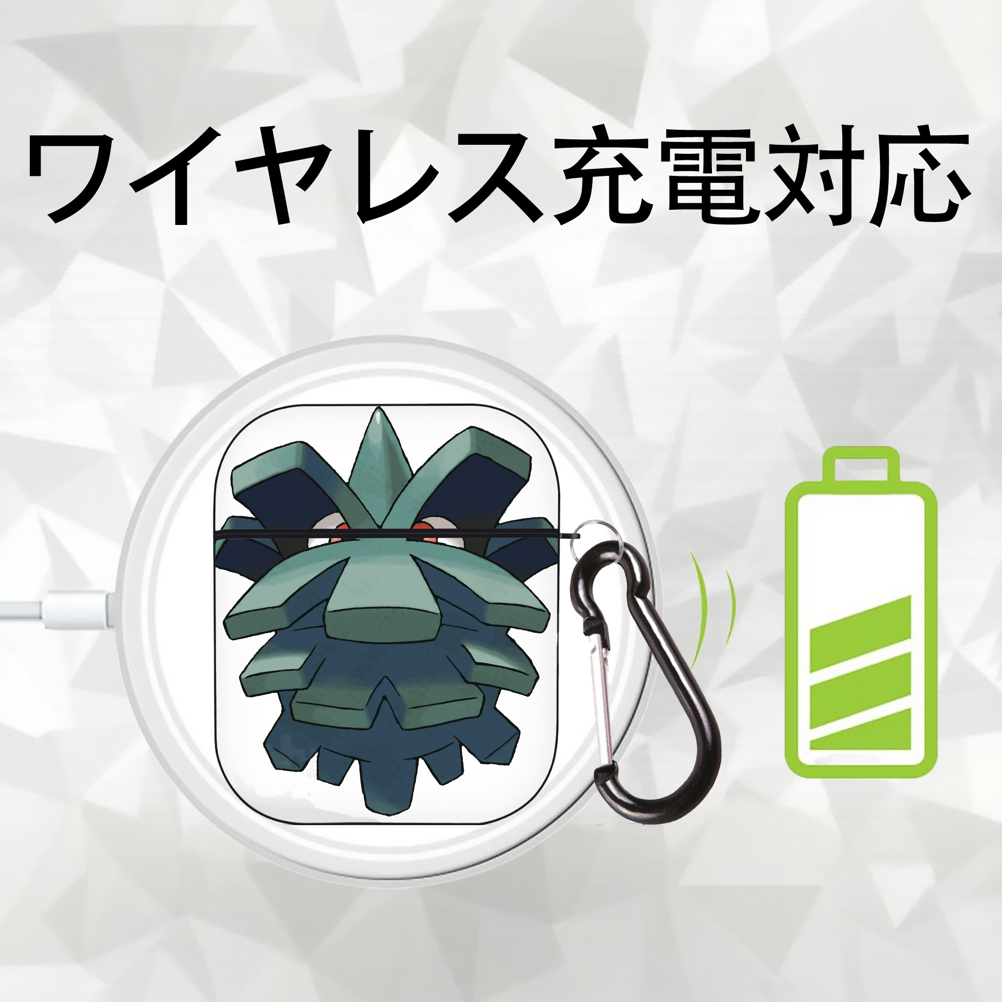 ポケットモンスター Pokémon AirPods 第2世代保護ケース ハードシェル ブラック 耐衝撃・防指紋・カラビナ付き