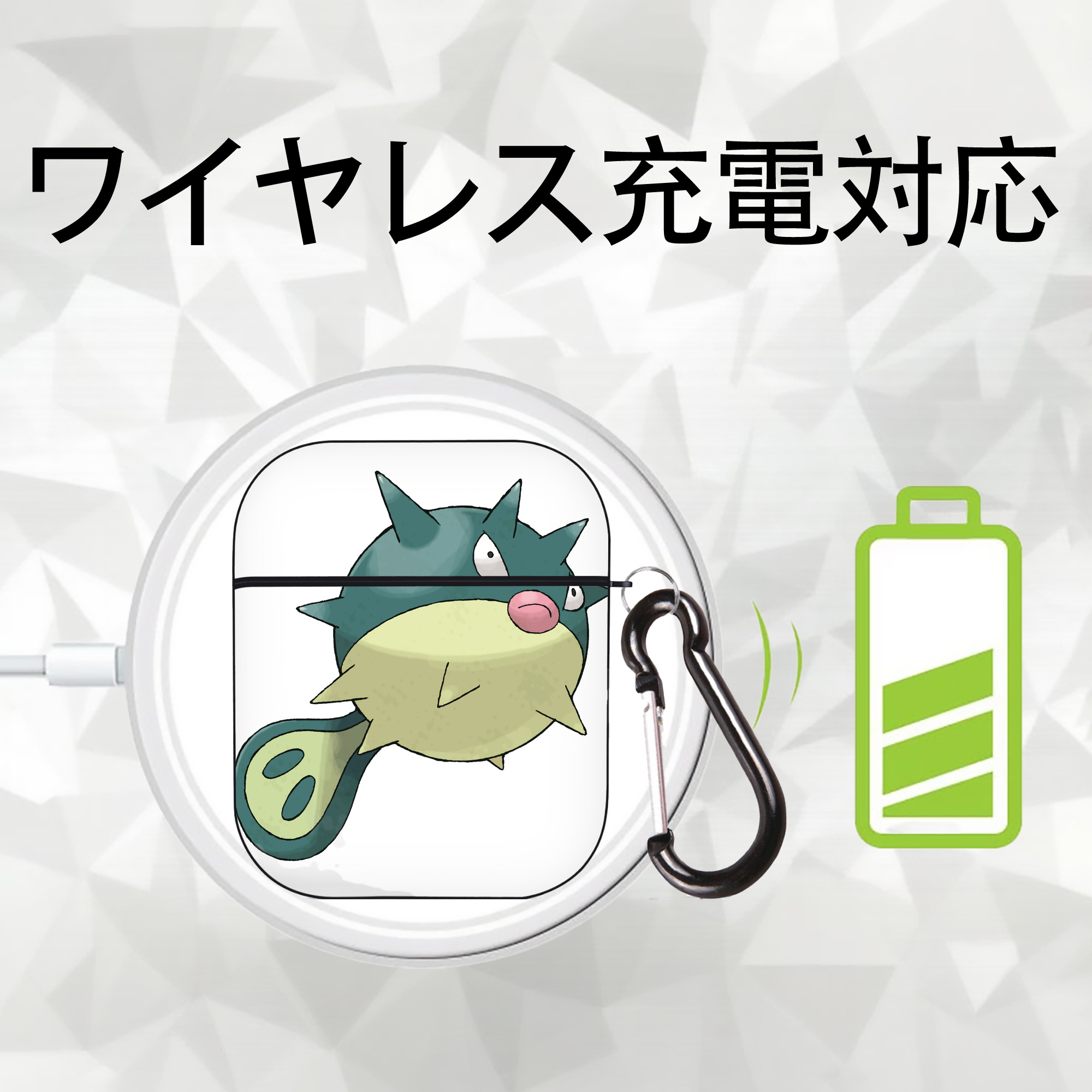 ポケットモンスター Pokémon AirPods 第2世代保護ケース ハードシェル ブラック 耐衝撃・防指紋・カラビナ付き
