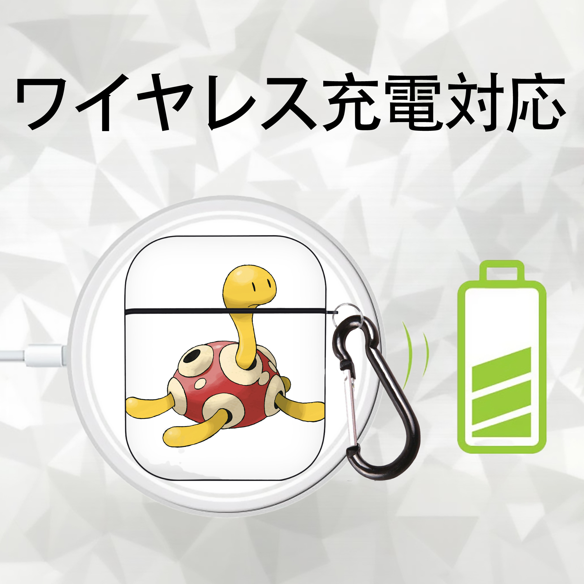 ポケットモンスター Pokémon AirPods 第2世代保護ケース ハードシェル ブラック 耐衝撃・防指紋・カラビナ付き