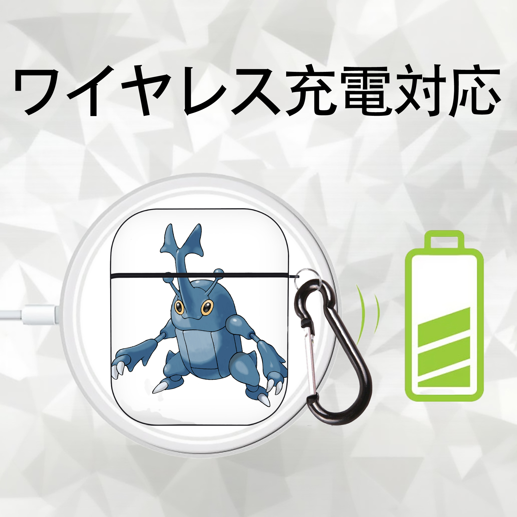 ポケットモンスター Pokémon AirPods 第2世代保護ケース ハードシェル ブラック 耐衝撃・防指紋・カラビナ付き