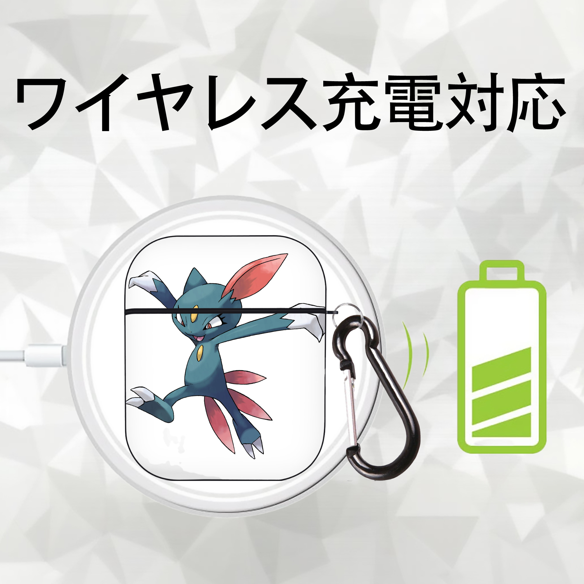 ポケットモンスター Pokémon AirPods 第2世代保護ケース ハードシェル ブラック 耐衝撃・防指紋・カラビナ付き