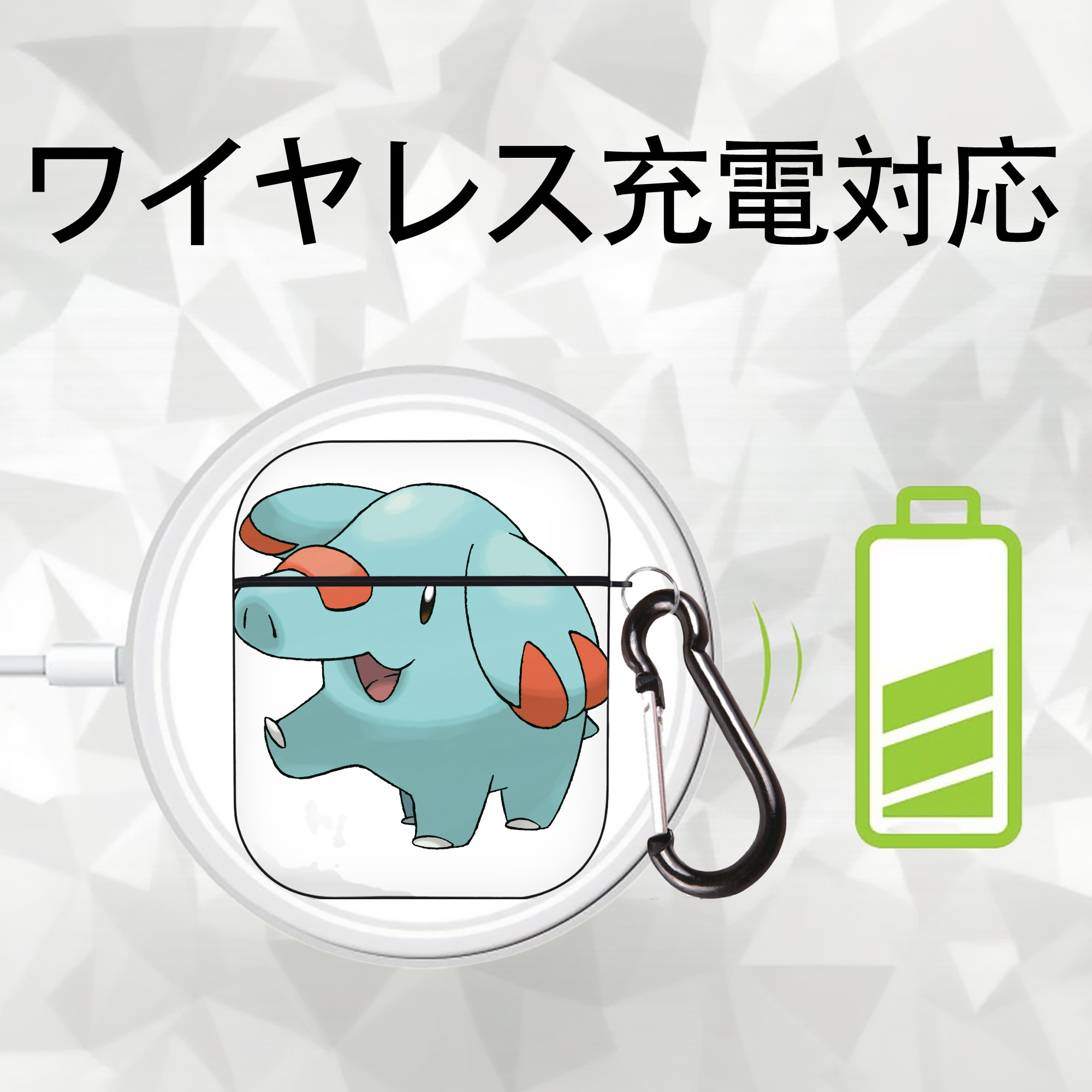 ポケットモンスター Pokémon AirPods 第2世代保護ケース ハードシェル ブラック 耐衝撃・防指紋・カラビナ付き