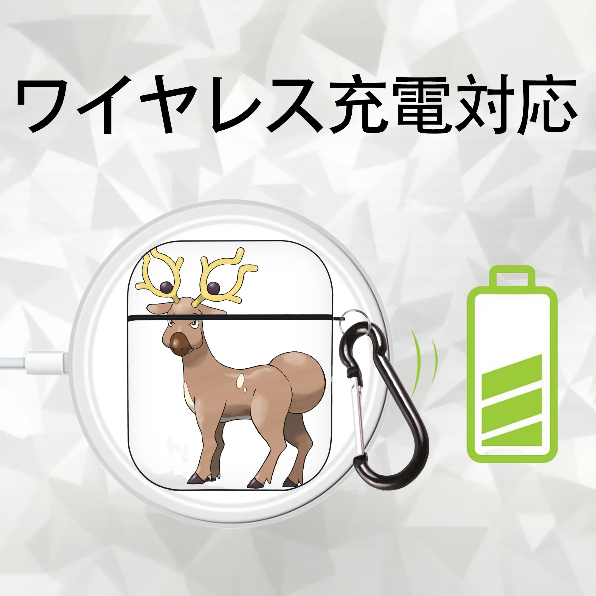 ポケットモンスター Pokémon AirPods 第2世代保護ケース ハードシェル ブラック 耐衝撃・防指紋・カラビナ付き