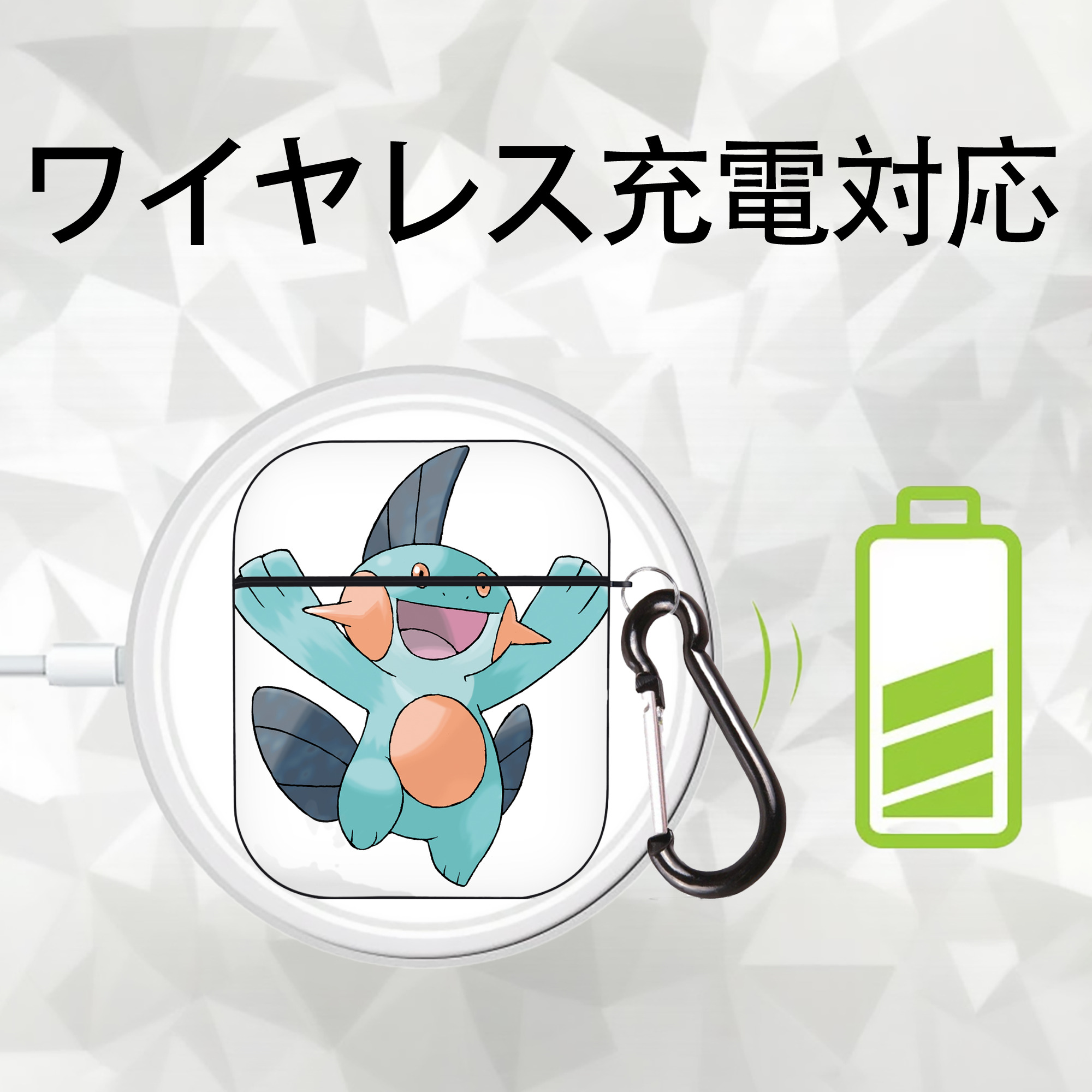 ポケットモンスター Pokémon AirPods 第2世代保護ケース ハードシェル ブラック 耐衝撃・防指紋・カラビナ付き