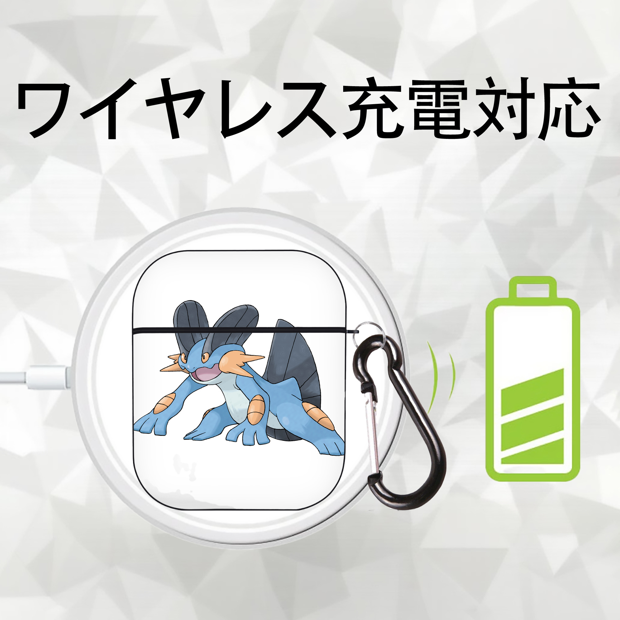 ポケットモンスター Pokémon AirPods 第2世代保護ケース ハードシェル ブラック 耐衝撃・防指紋・カラビナ付き
