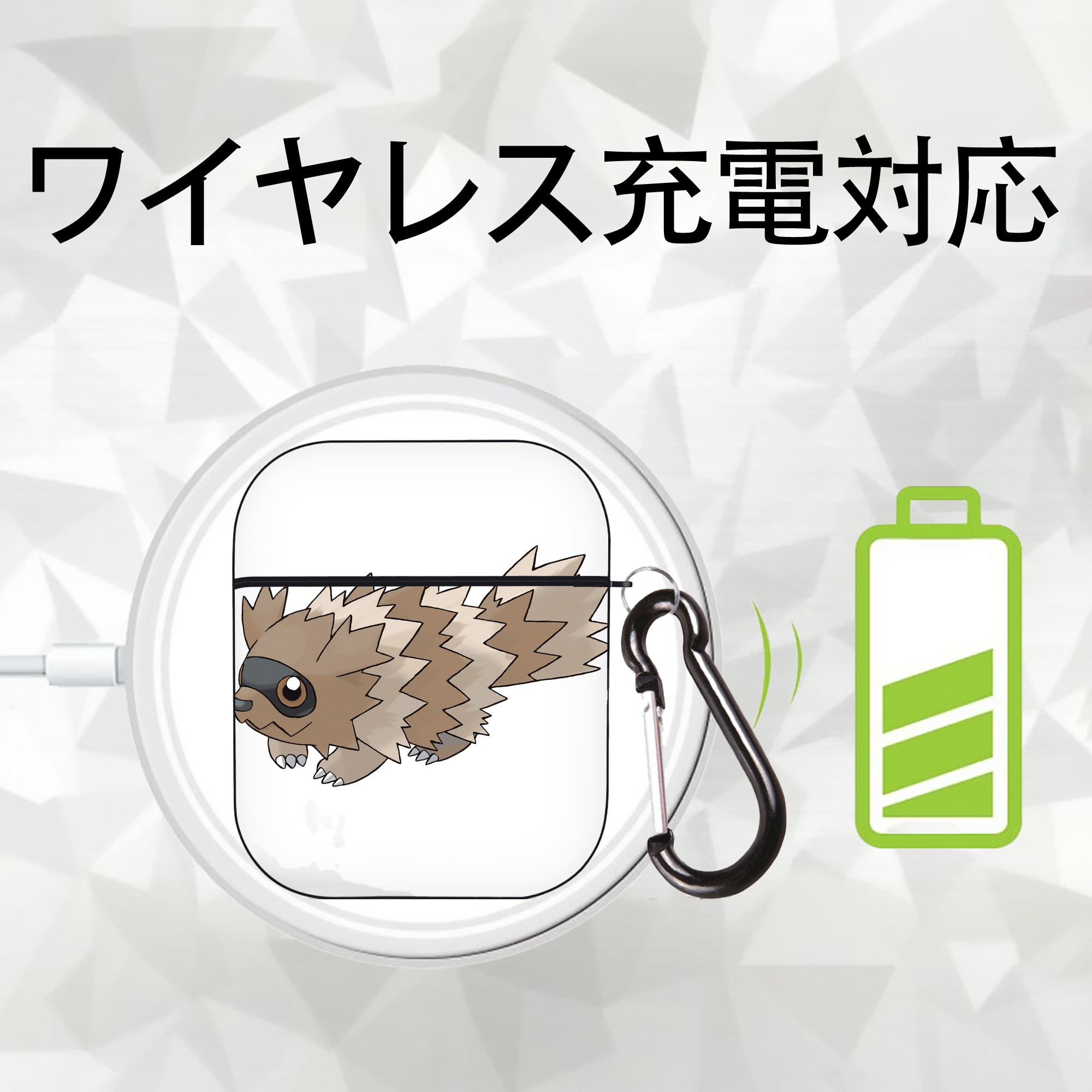 ポケットモンスター Pokémon AirPods 第2世代保護ケース ハードシェル ブラック 耐衝撃・防指紋・カラビナ付き