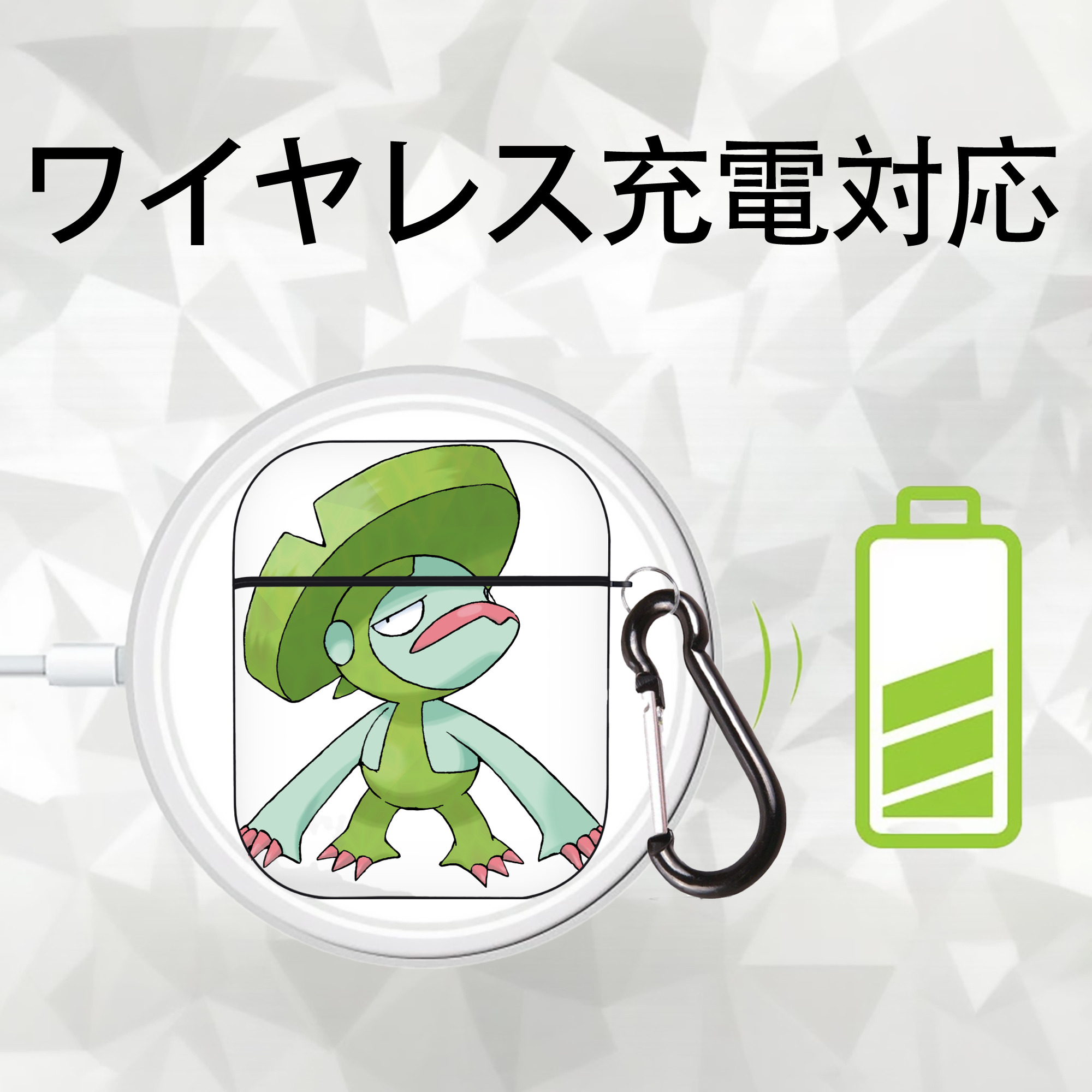 ポケットモンスター Pokémon AirPods 第2世代保護ケース ハードシェル ブラック 耐衝撃・防指紋・カラビナ付き