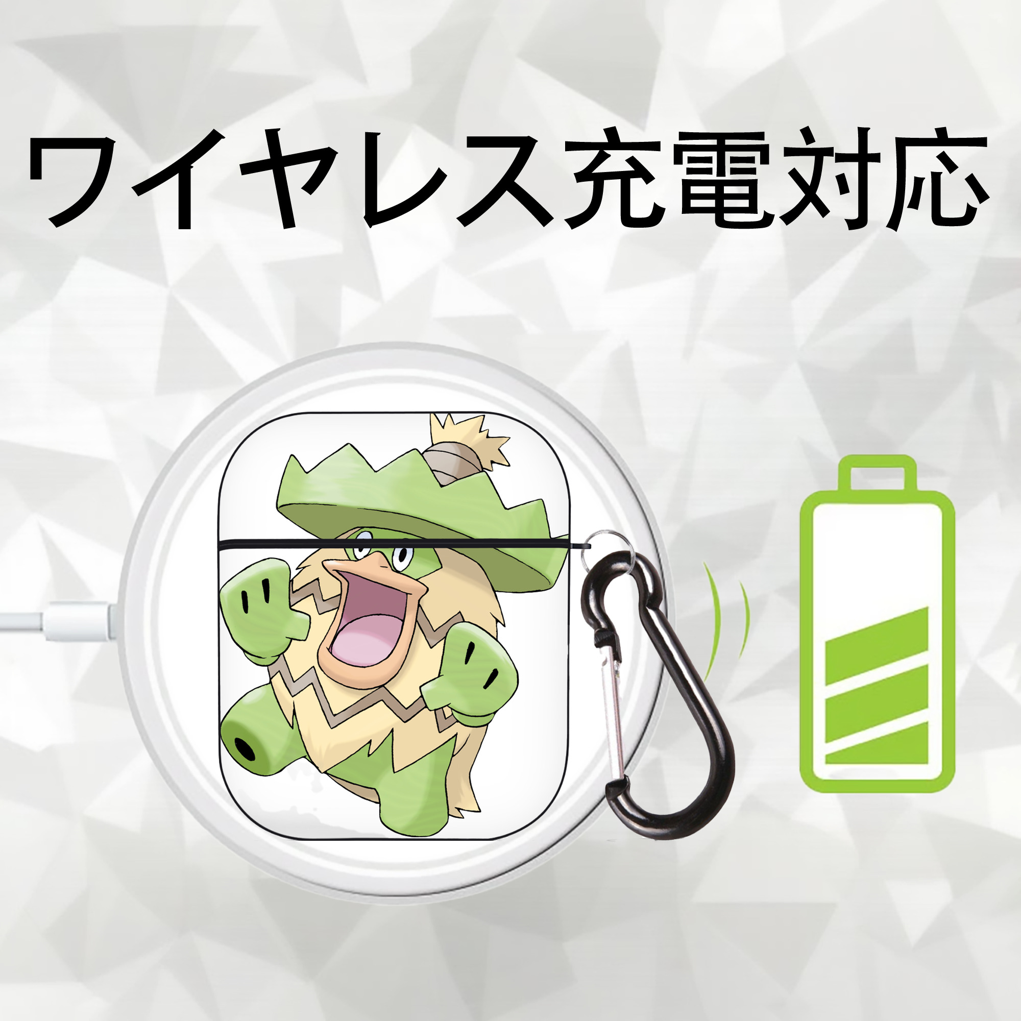 ポケットモンスター Pokémon AirPods 第2世代保護ケース ハードシェル ブラック 耐衝撃・防指紋・カラビナ付き