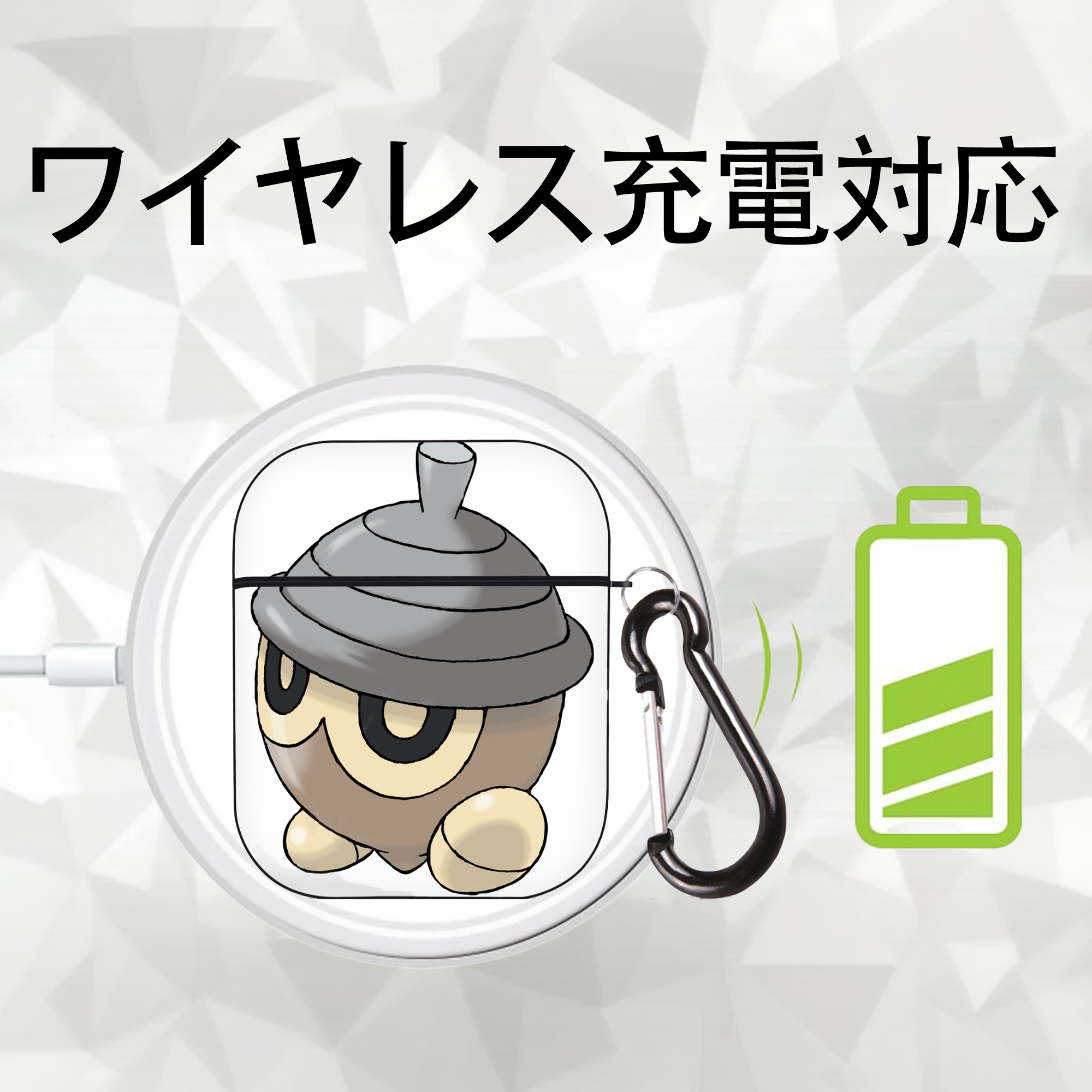 ポケットモンスター Pokémon AirPods 第2世代保護ケース ハードシェル ブラック 耐衝撃・防指紋・カラビナ付き