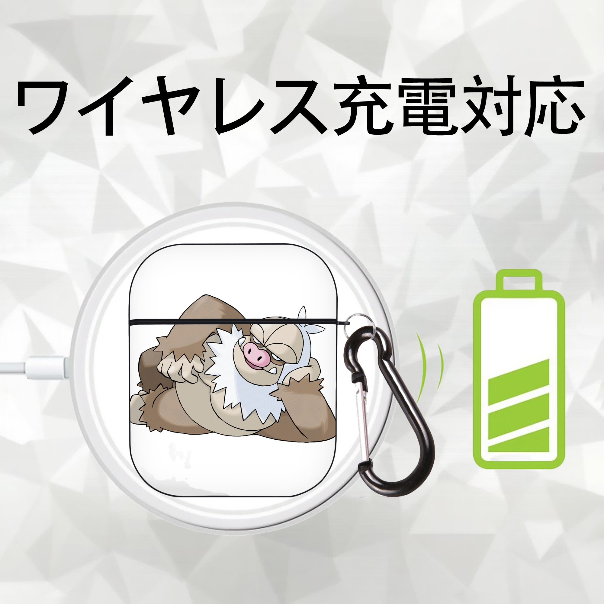 ポケットモンスター Pokémon AirPods 第2世代保護ケース ハードシェル ブラック 耐衝撃・防指紋・カラビナ付き