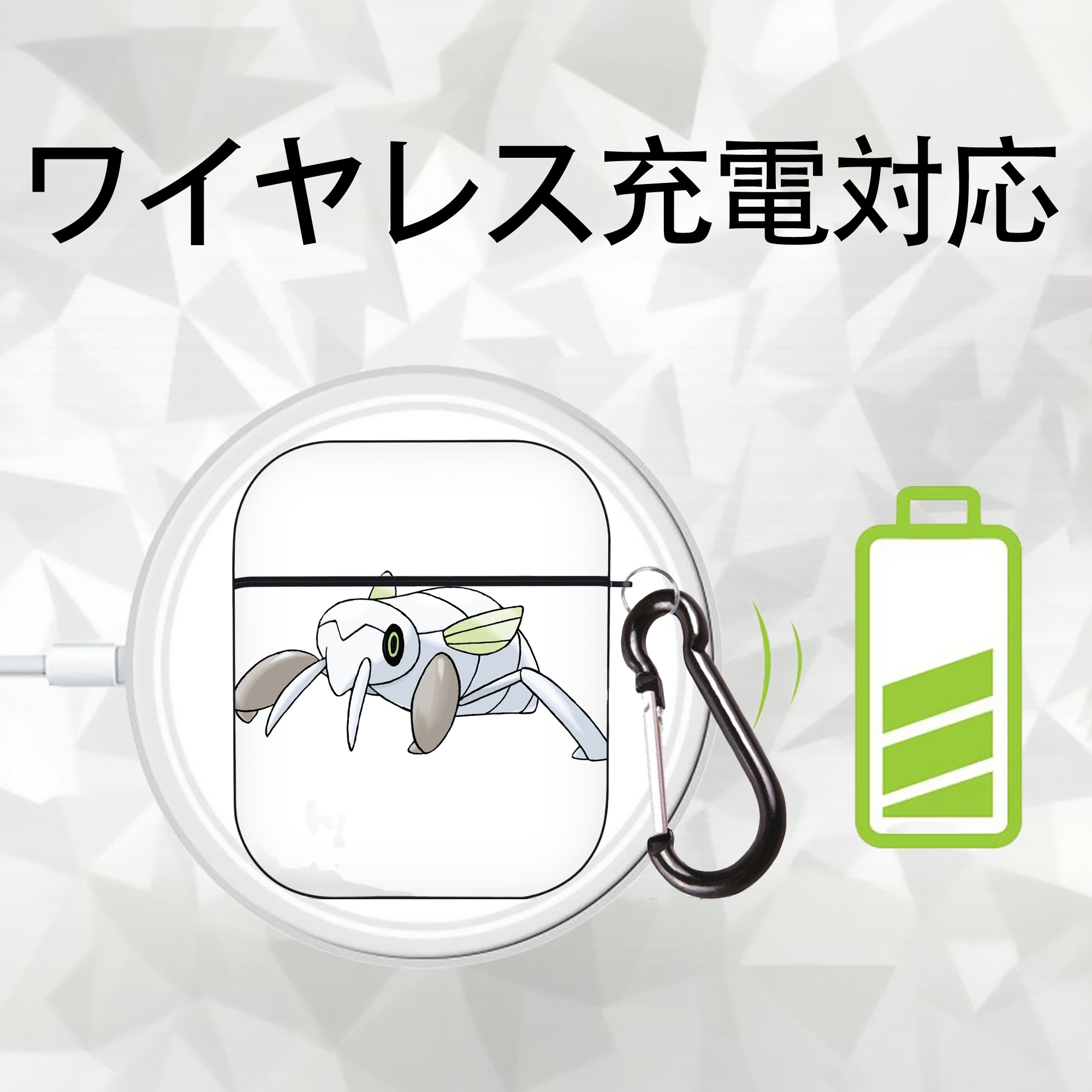 ポケットモンスター Pokémon AirPods 第2世代保護ケース ハードシェル ブラック 耐衝撃・防指紋・カラビナ付き