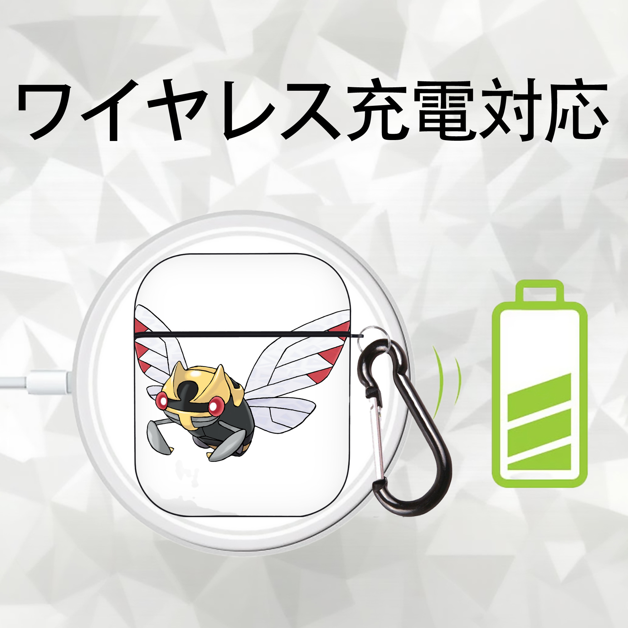 ポケットモンスター Pokémon AirPods 第2世代保護ケース ハードシェル ブラック 耐衝撃・防指紋・カラビナ付き