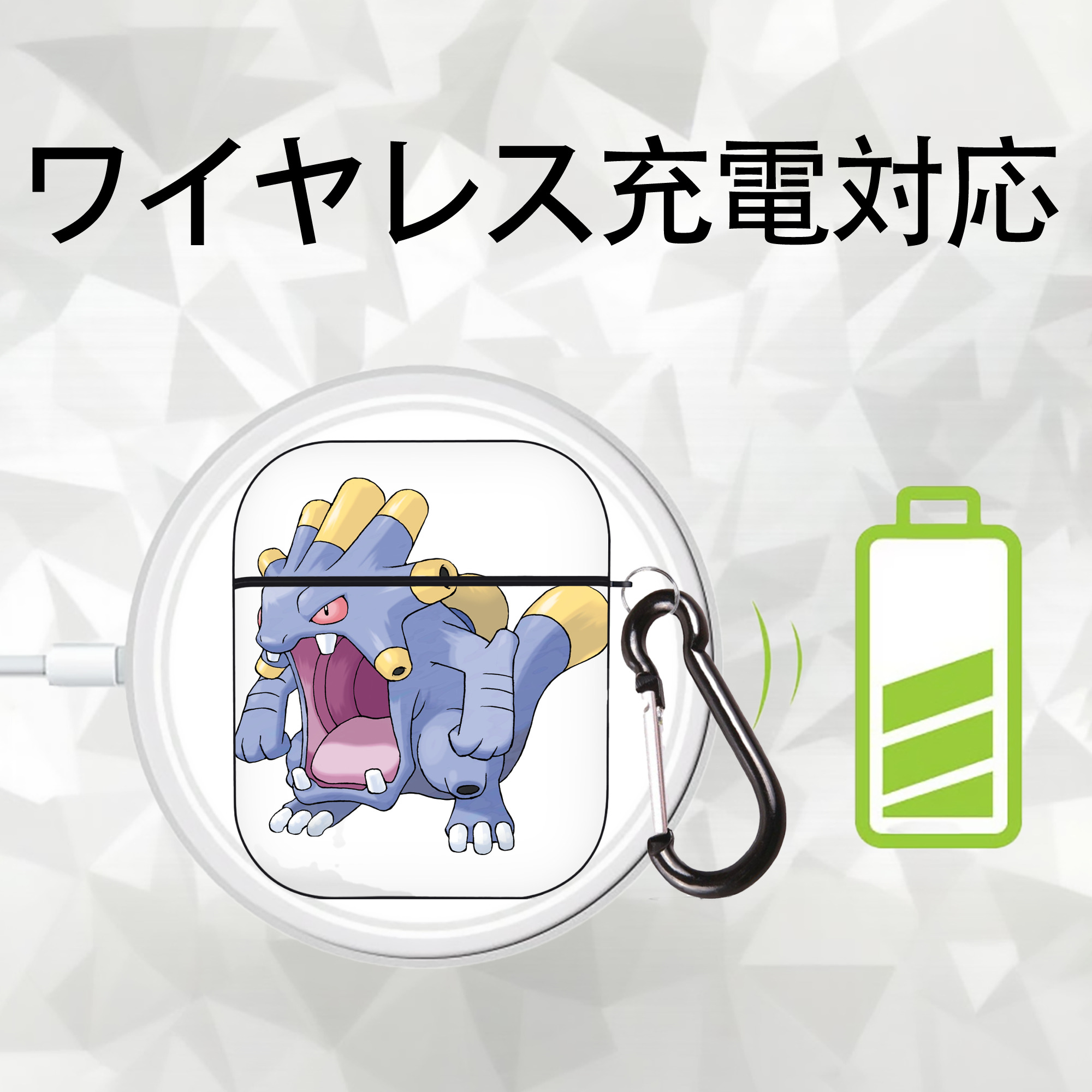 ポケットモンスター Pokémon AirPods 第2世代保護ケース ハードシェル ブラック 耐衝撃・防指紋・カラビナ付き
