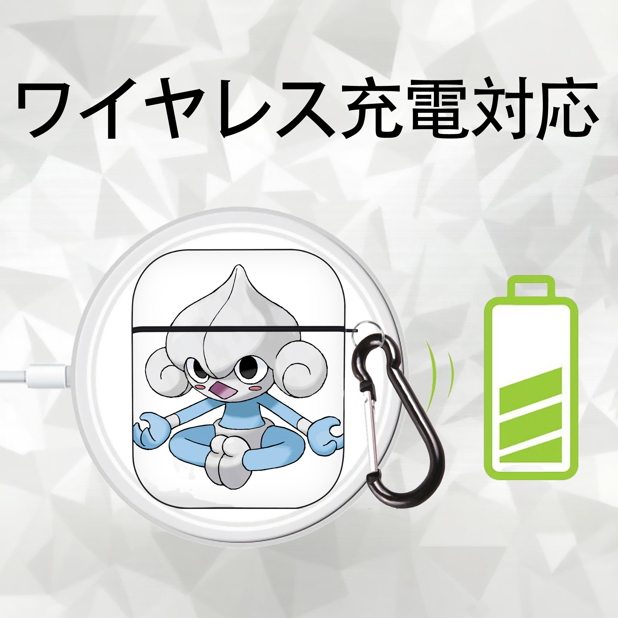 ポケットモンスター Pokémon AirPods 第2世代保護ケース ハードシェル ブラック 耐衝撃・防指紋・カラビナ付き