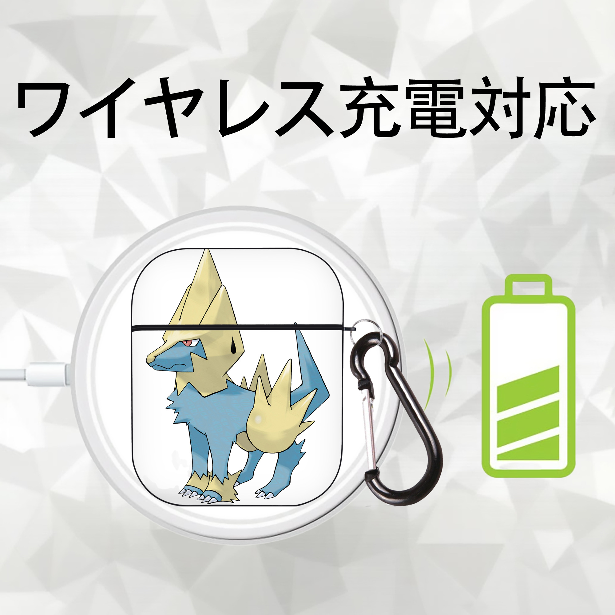 ポケットモンスター Pokémon AirPods 第2世代保護ケース ハードシェル ブラック 耐衝撃・防指紋・カラビナ付き