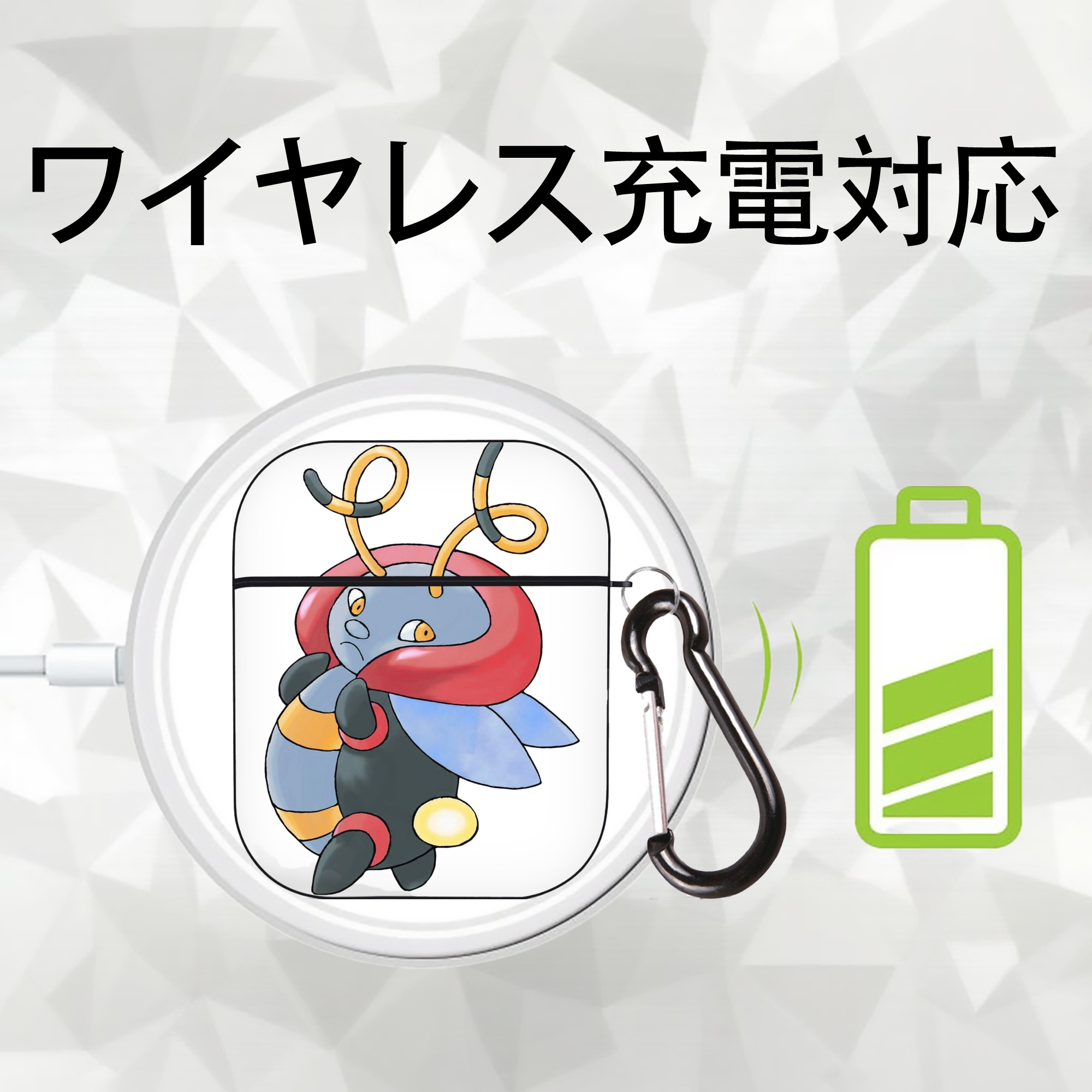 ポケットモンスター Pokémon AirPods 第2世代保護ケース ハードシェル ブラック 耐衝撃・防指紋・カラビナ付き