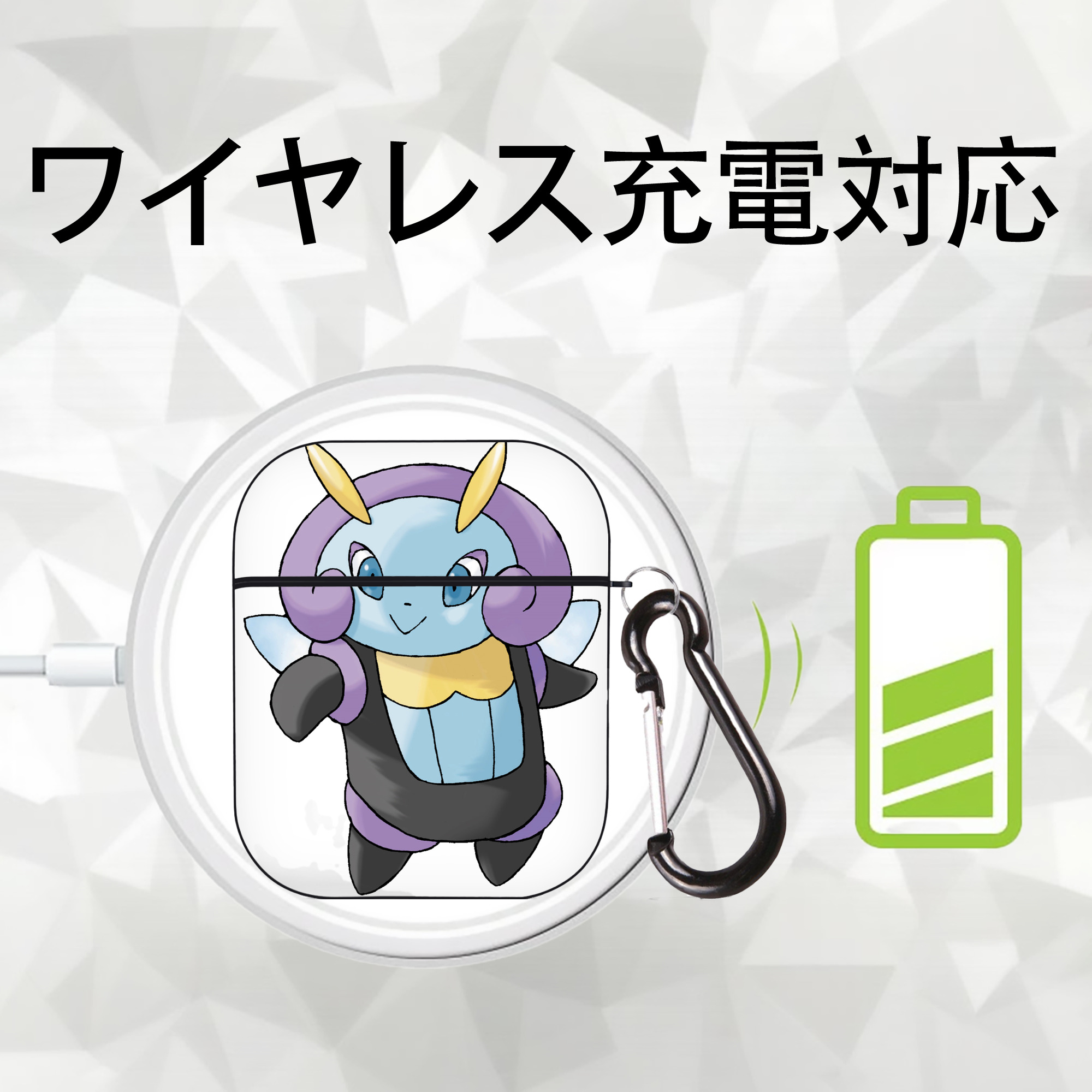 ポケットモンスター Pokémon AirPods 第2世代保護ケース ハードシェル ブラック 耐衝撃・防指紋・カラビナ付き