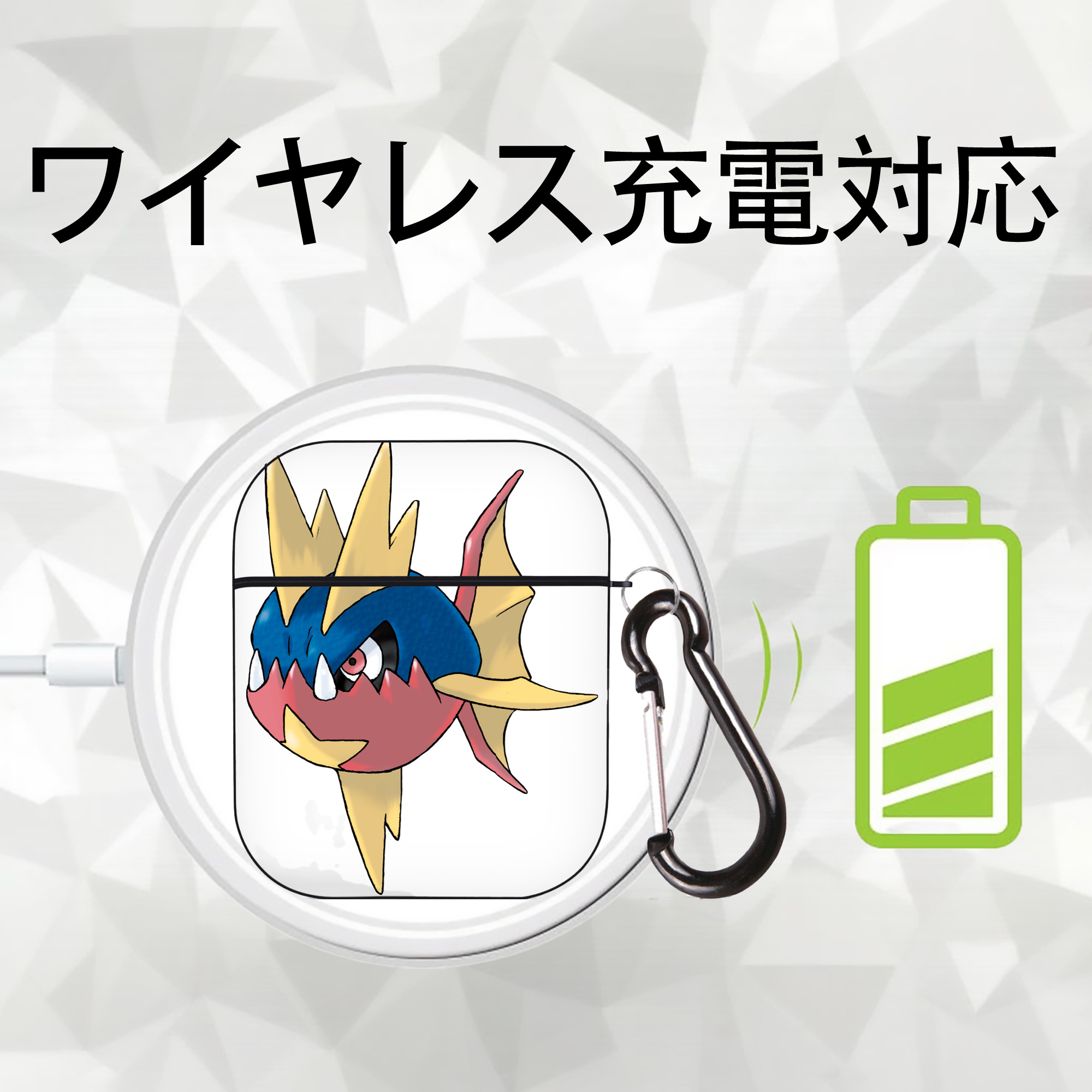 ポケットモンスター Pokémon AirPods 第2世代保護ケース ハードシェル ブラック 耐衝撃・防指紋・カラビナ付き
