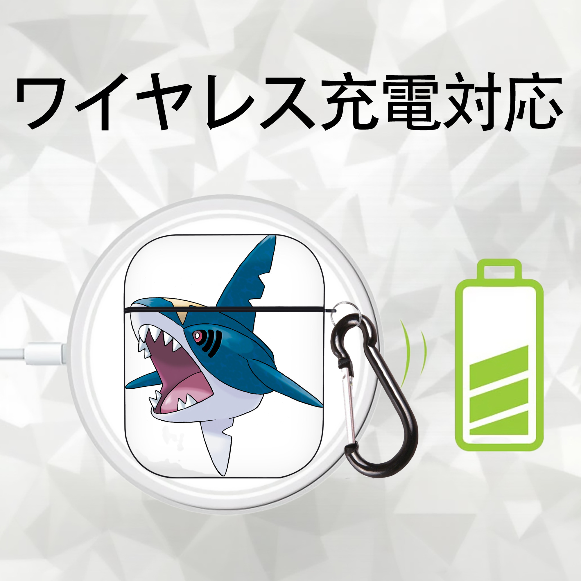 ポケットモンスター Pokémon AirPods 第2世代保護ケース ハードシェル ブラック 耐衝撃・防指紋・カラビナ付き