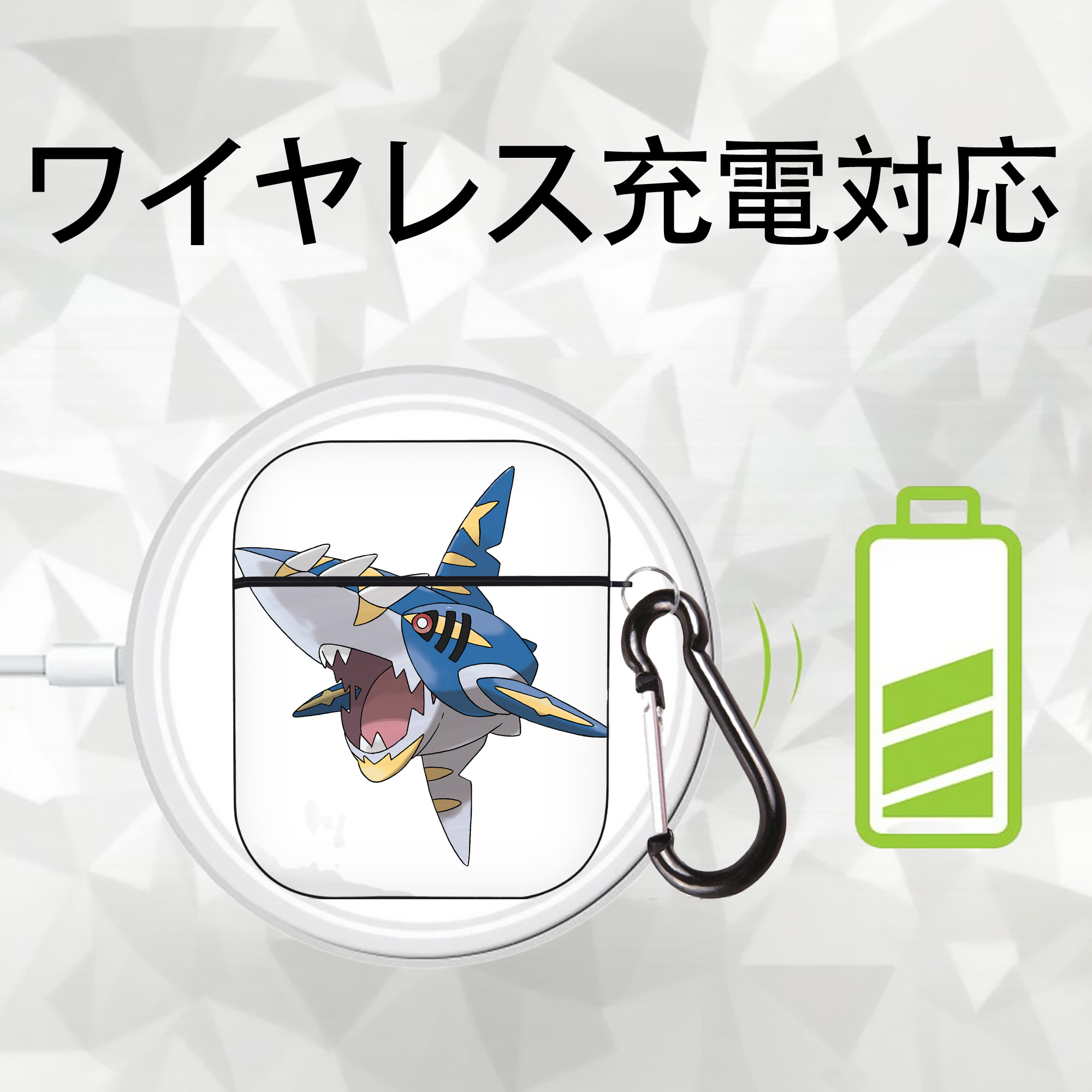 ポケットモンスター Pokémon AirPods 第2世代保護ケース ハードシェル ブラック 耐衝撃・防指紋・カラビナ付き