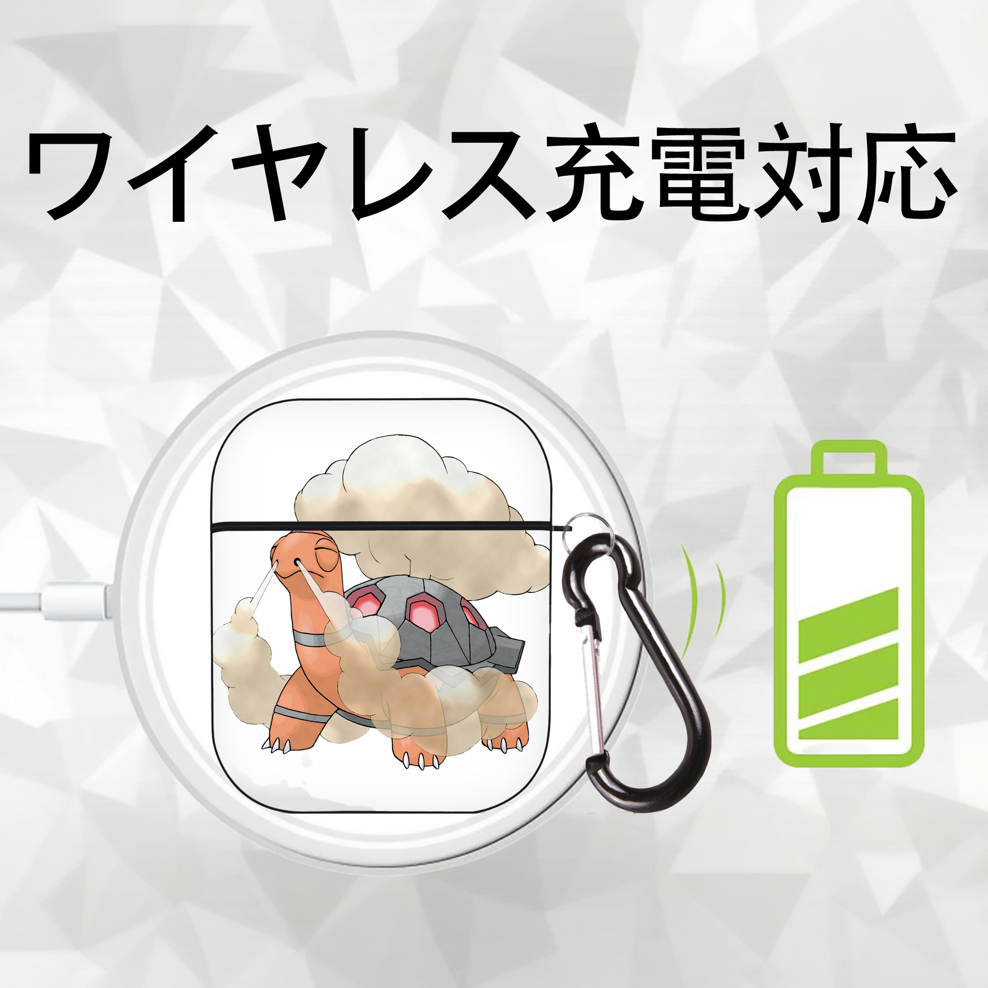 ポケットモンスター Pokémon AirPods 第2世代保護ケース ハードシェル ブラック 耐衝撃・防指紋・カラビナ付き
