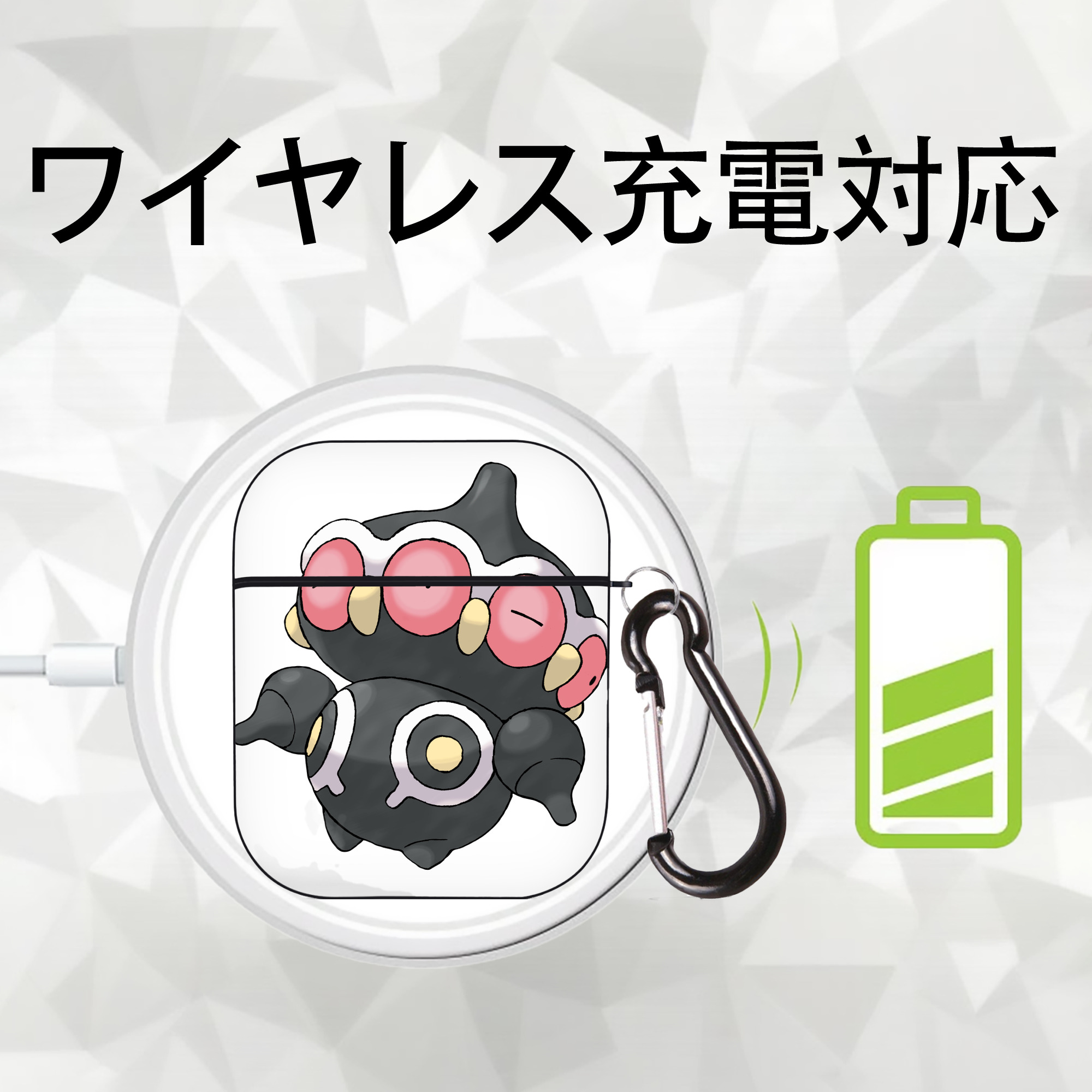 ポケットモンスター Pokémon AirPods 第2世代保護ケース ハードシェル ブラック 耐衝撃・防指紋・カラビナ付き