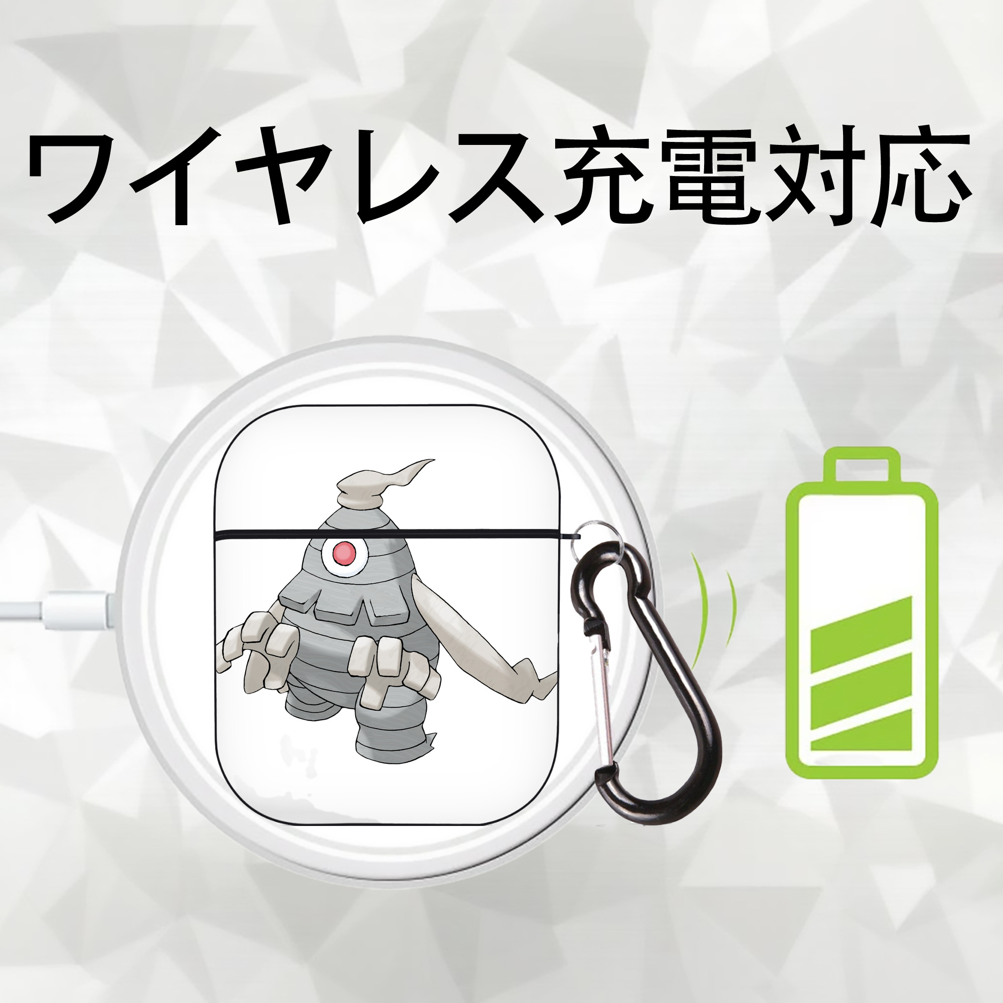 ポケットモンスター Pokémon AirPods 第2世代保護ケース ハードシェル ブラック 耐衝撃・防指紋・カラビナ付き